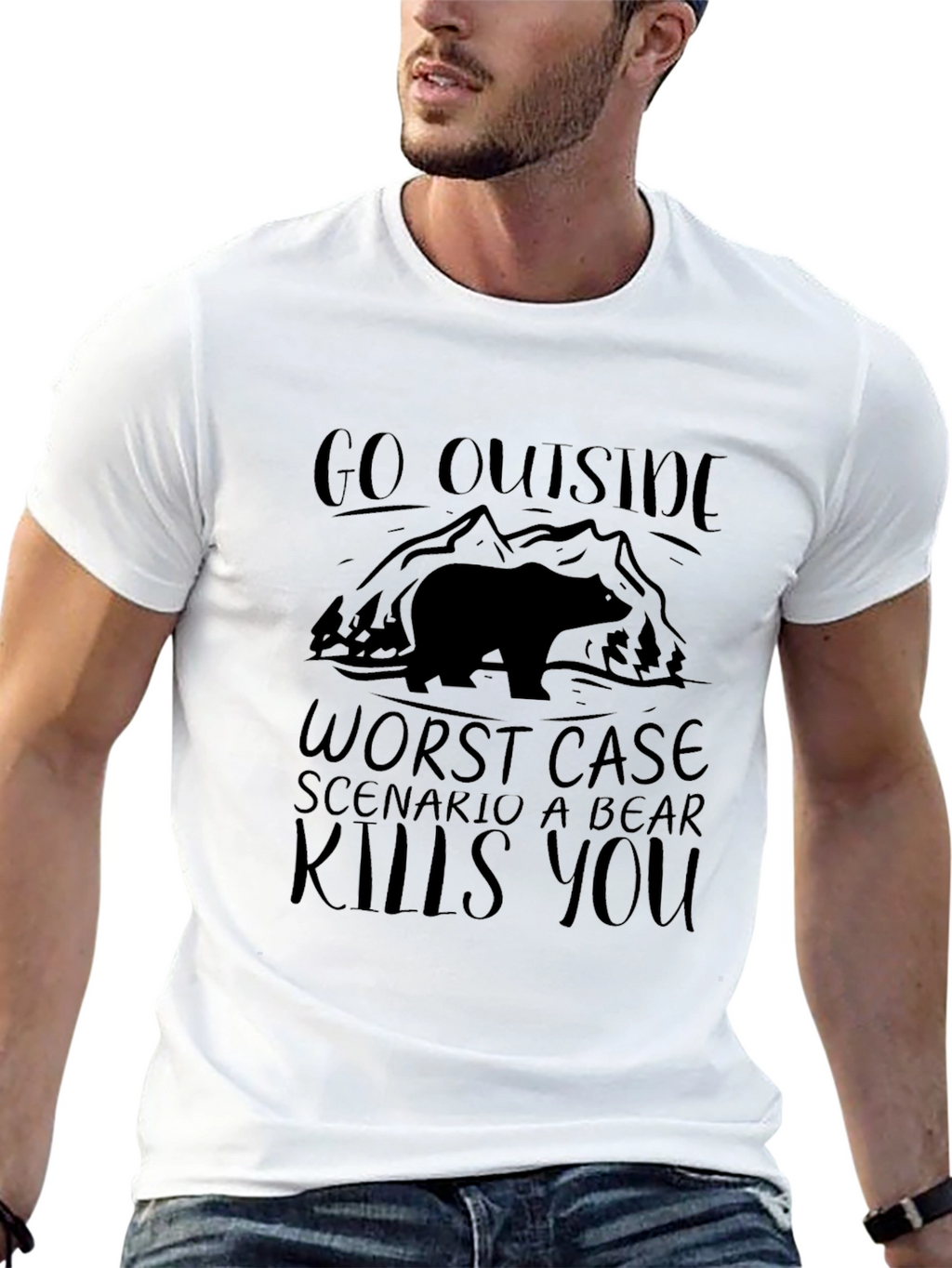 Go Outside Bear Kills You T-Shirt Funny Camping Shirt