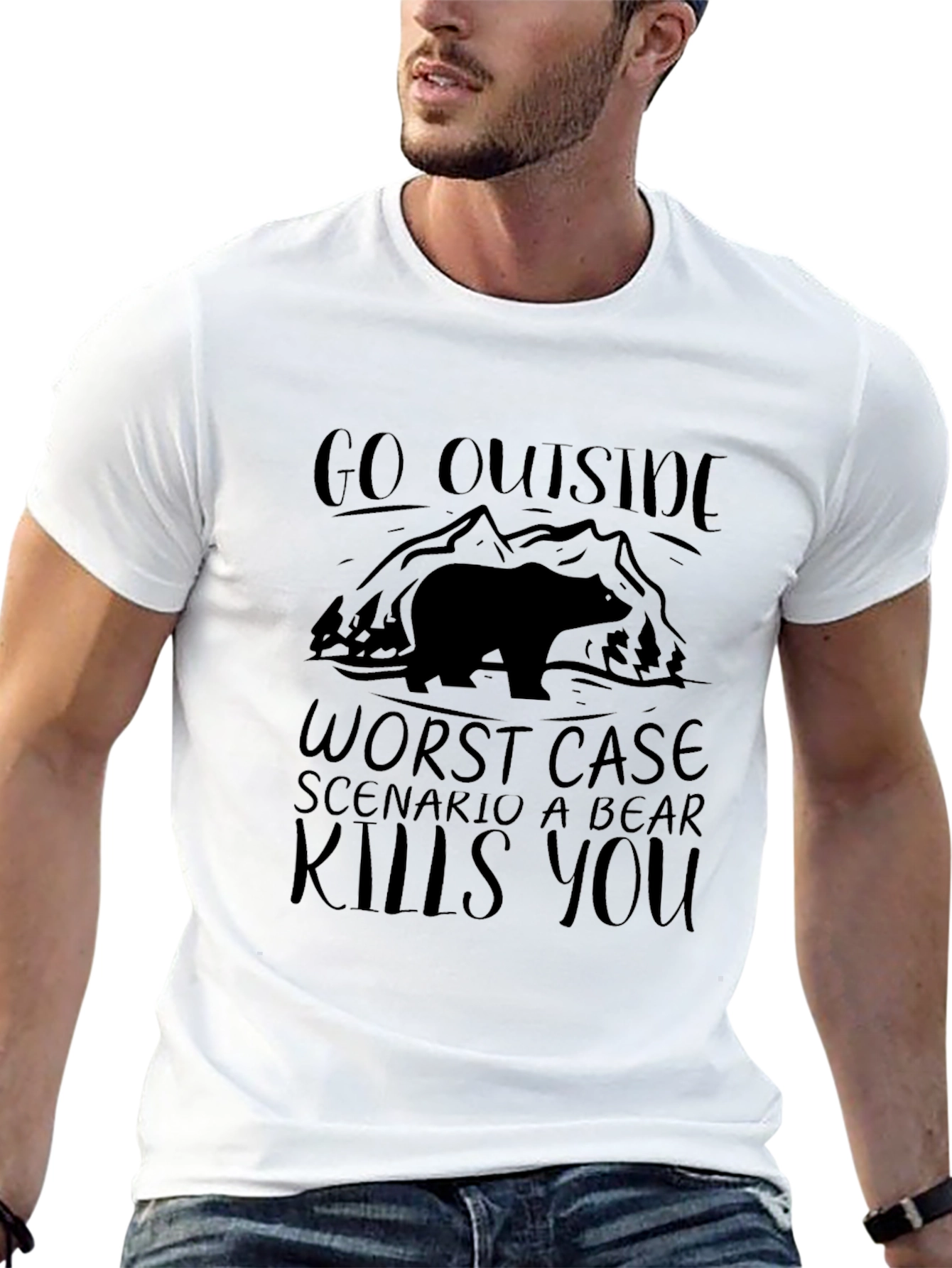 Go Outside Bear Kills You T-Shirt Funny Camping Shirt
