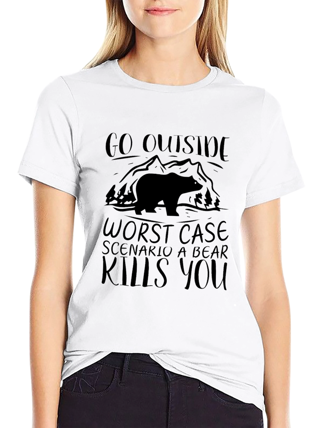 Go Outside Bear Kills You T-Shirt Funny Camping Shirt