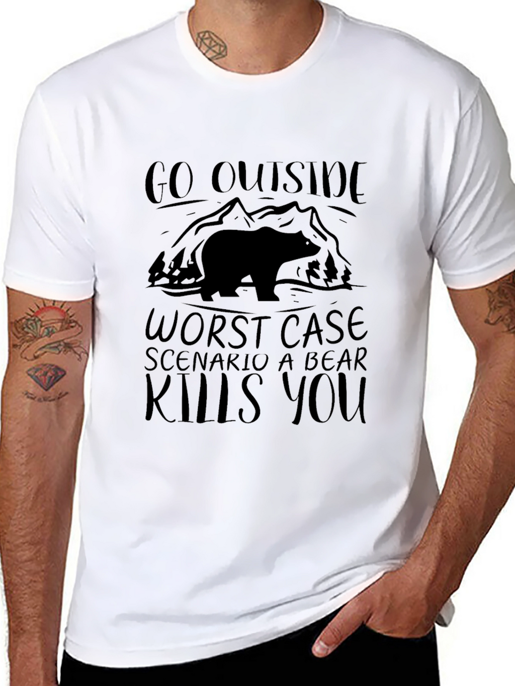 Go Outside Bear Kills You T-Shirt Funny Camping Shirt