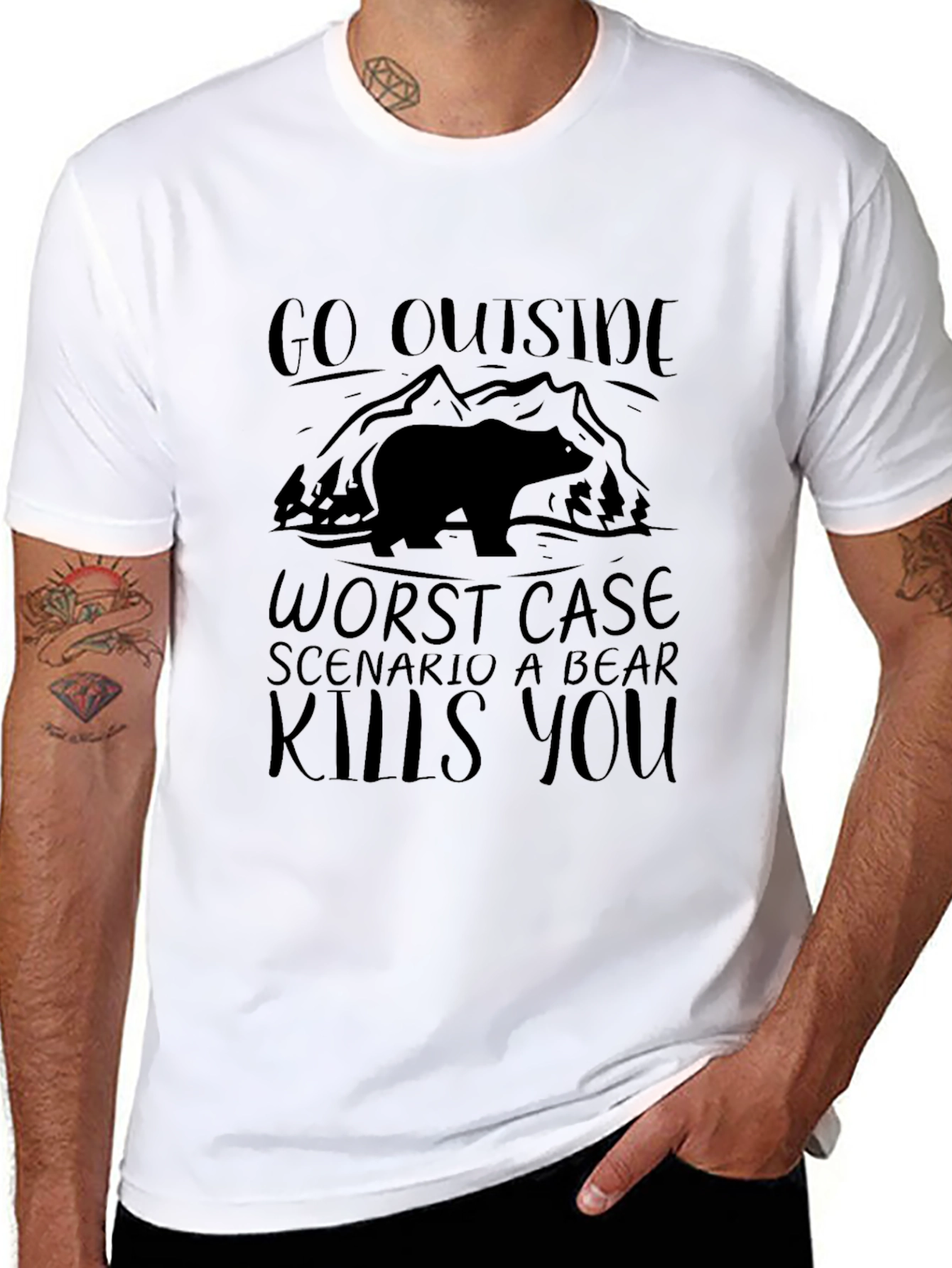 Go Outside Bear Kills You T-Shirt Funny Camping Shirt