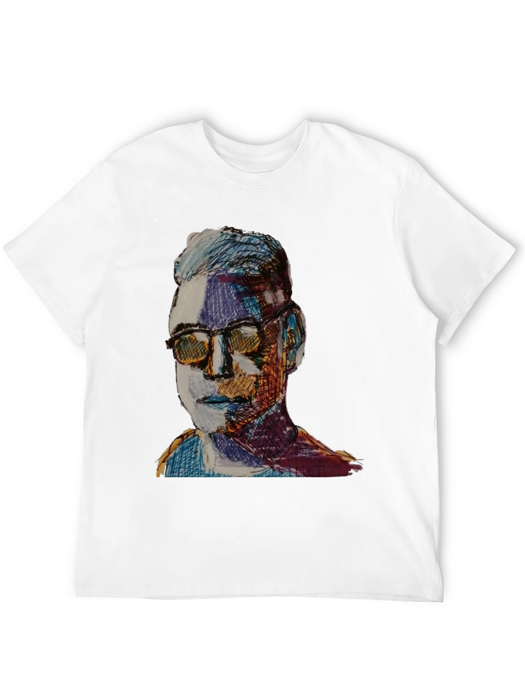 Artistic Portrait Graphic Tee - Black