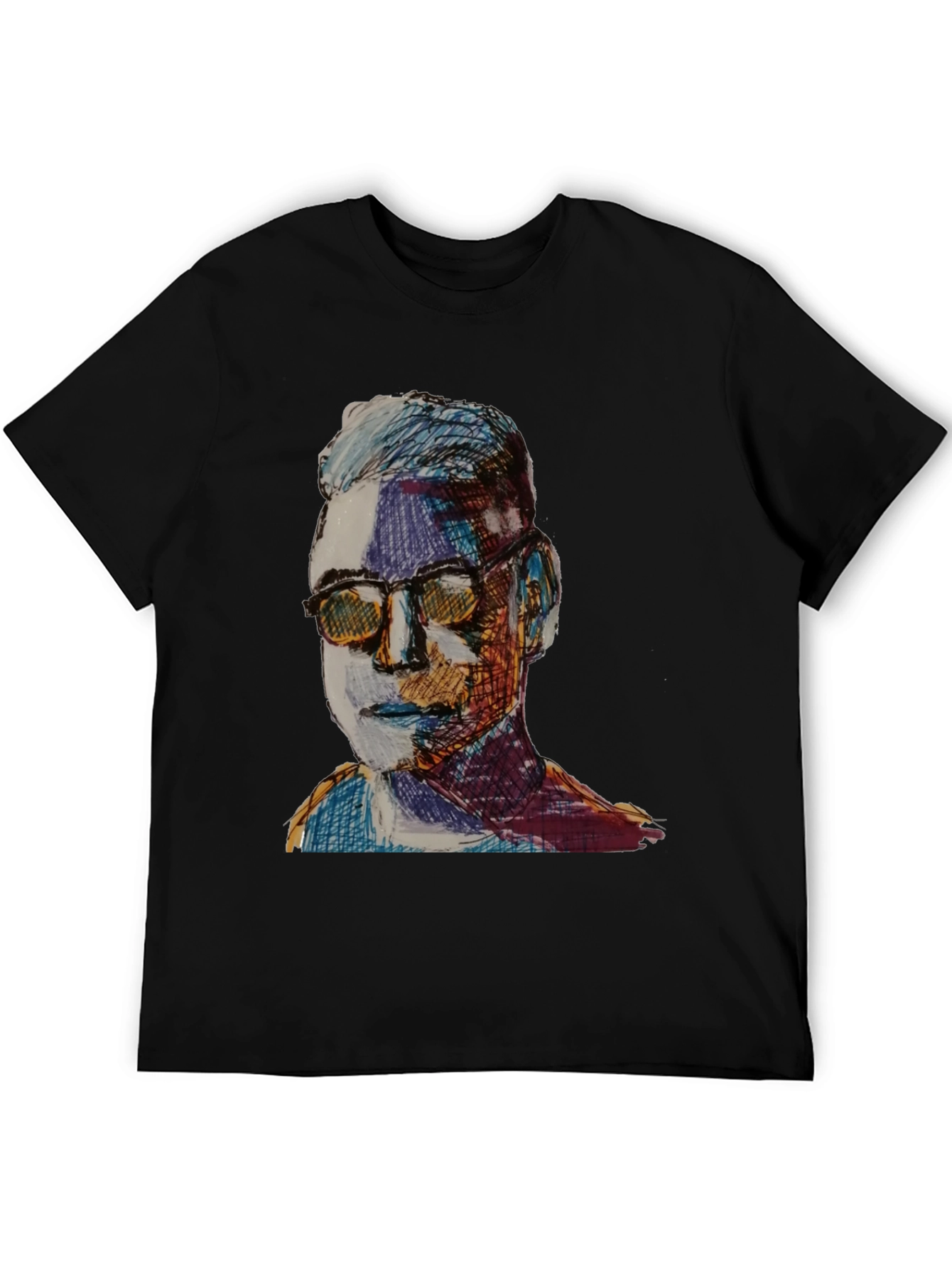 Artistic Portrait Graphic Tee - Black