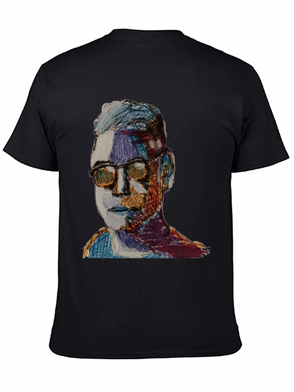 Artistic Portrait Graphic Tee - Black