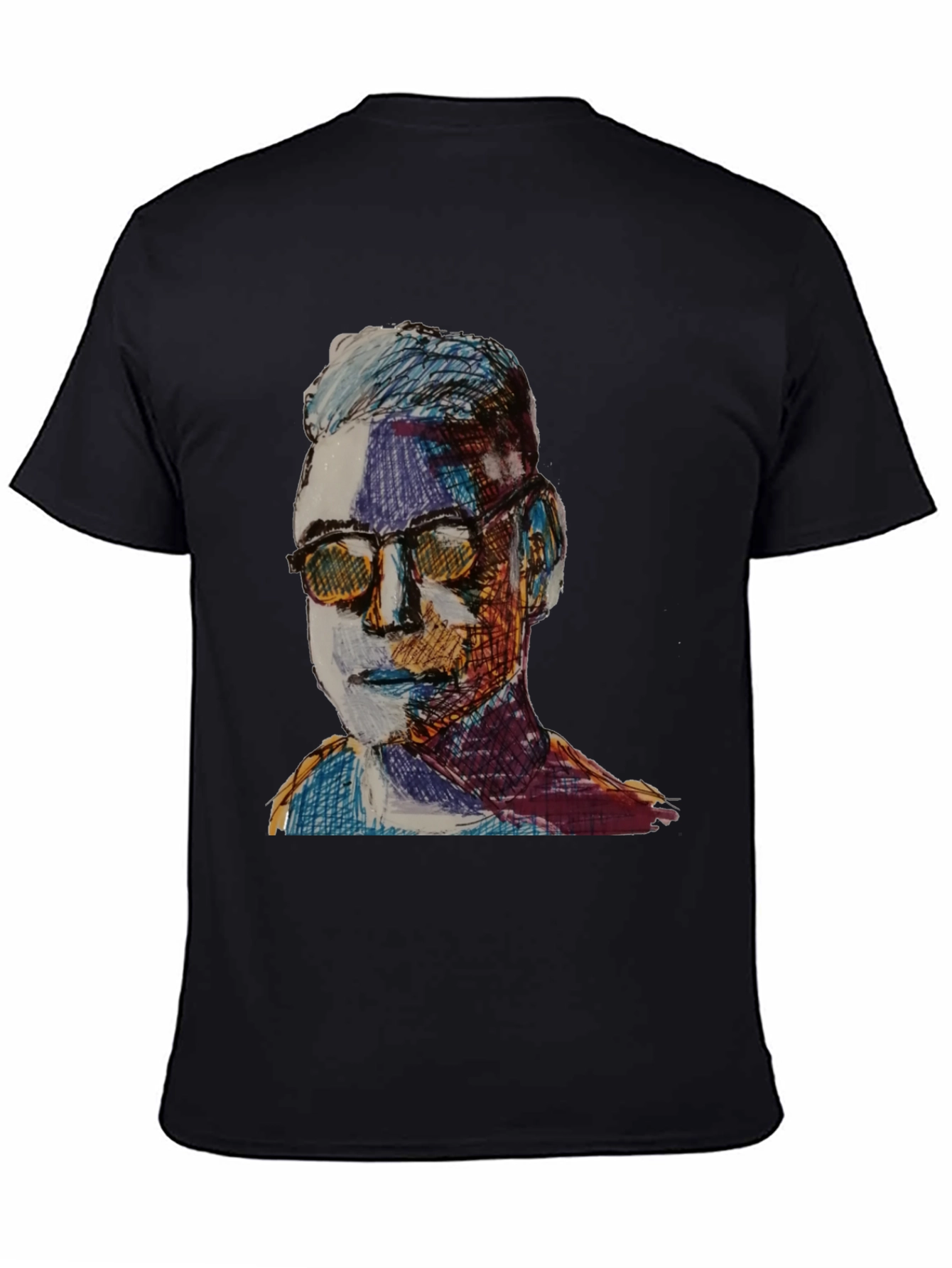 Artistic Portrait Graphic Tee - Black