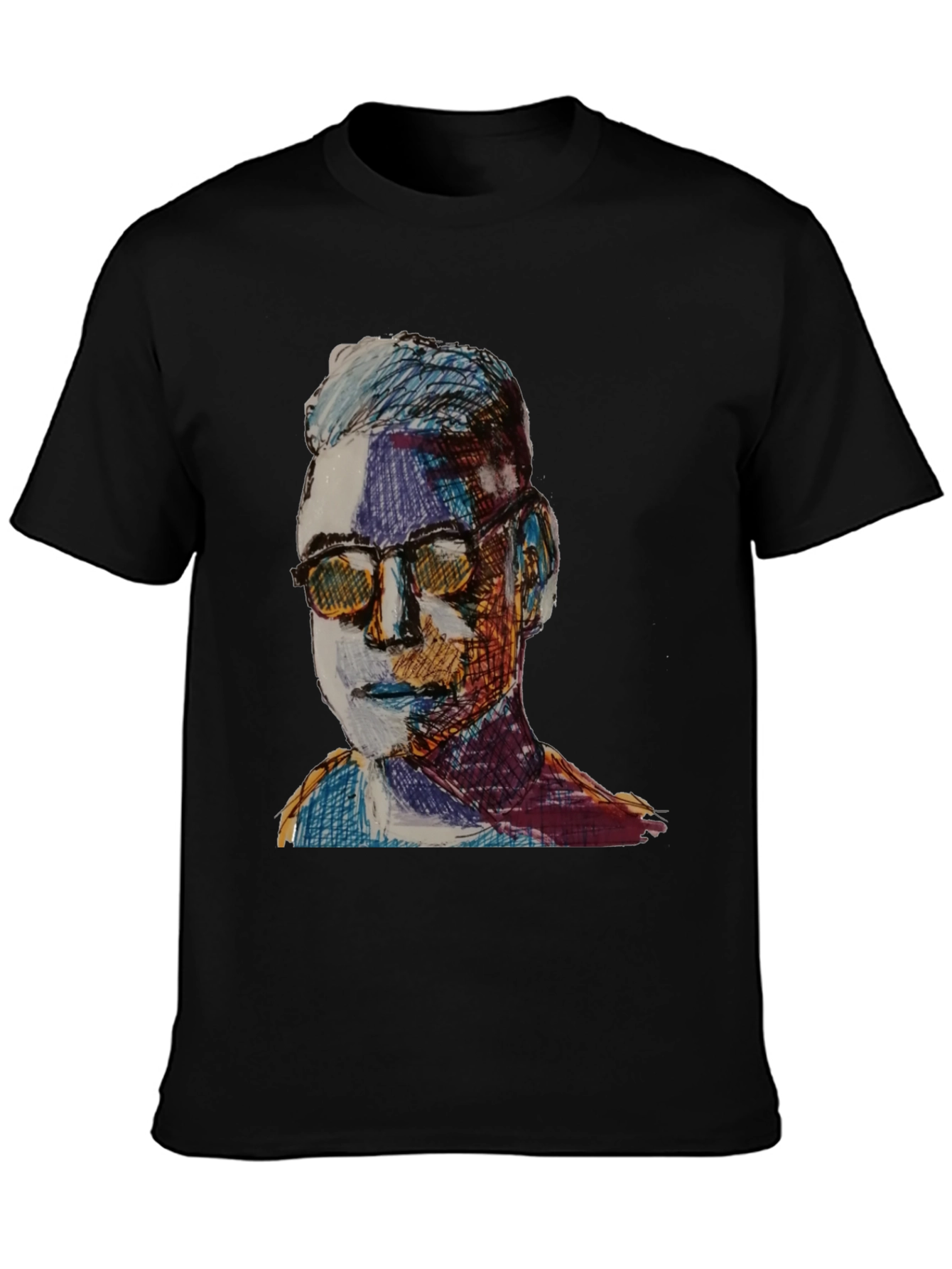 Artistic Portrait Graphic Tee - Black