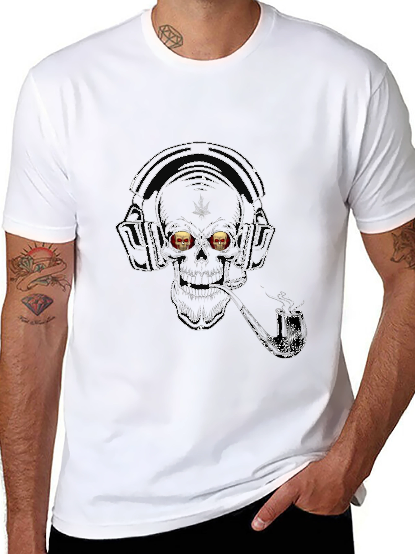 Skull with Headphones Graphic T-Shirt