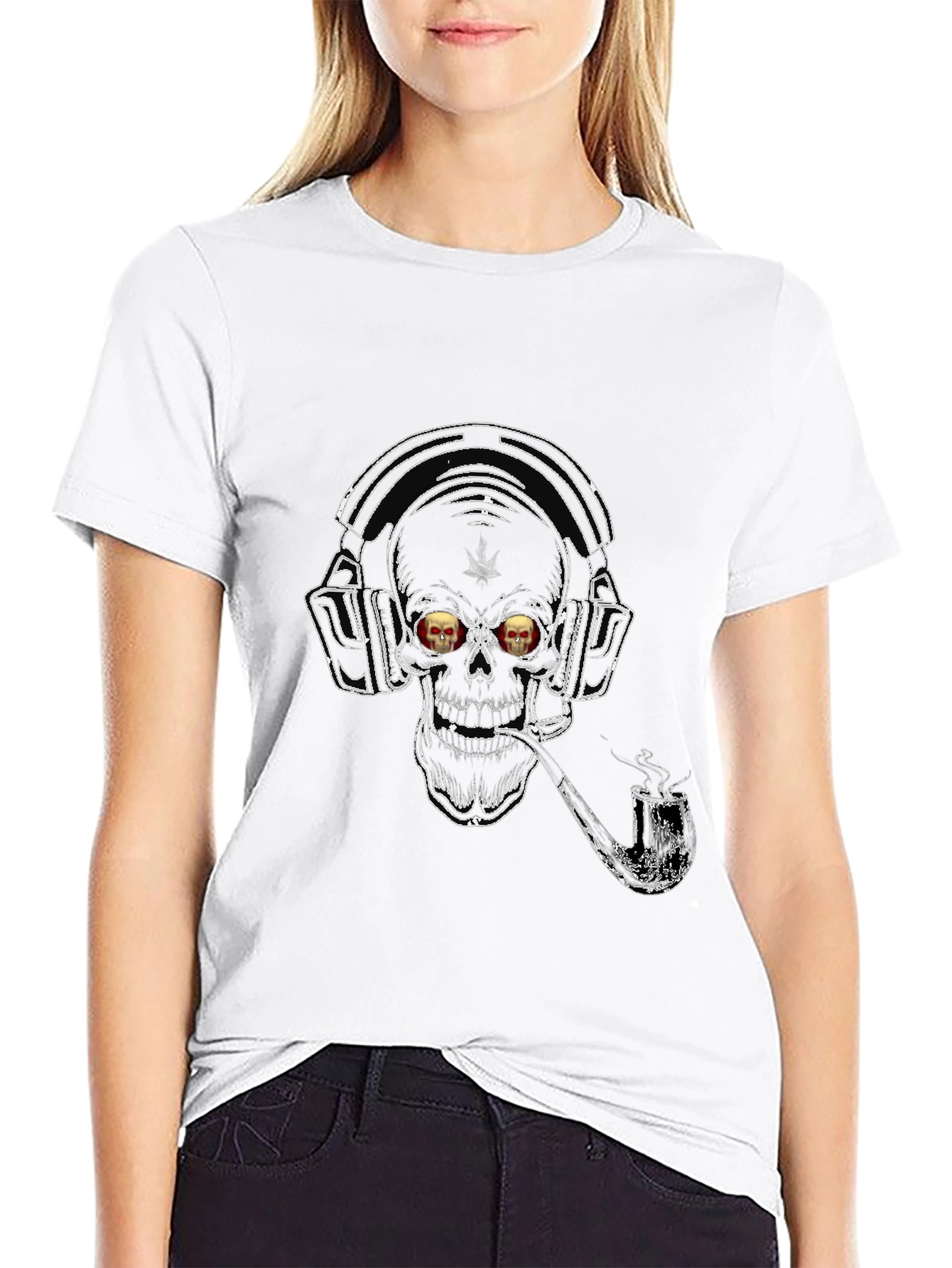 Skull with Headphones Graphic T-Shirt