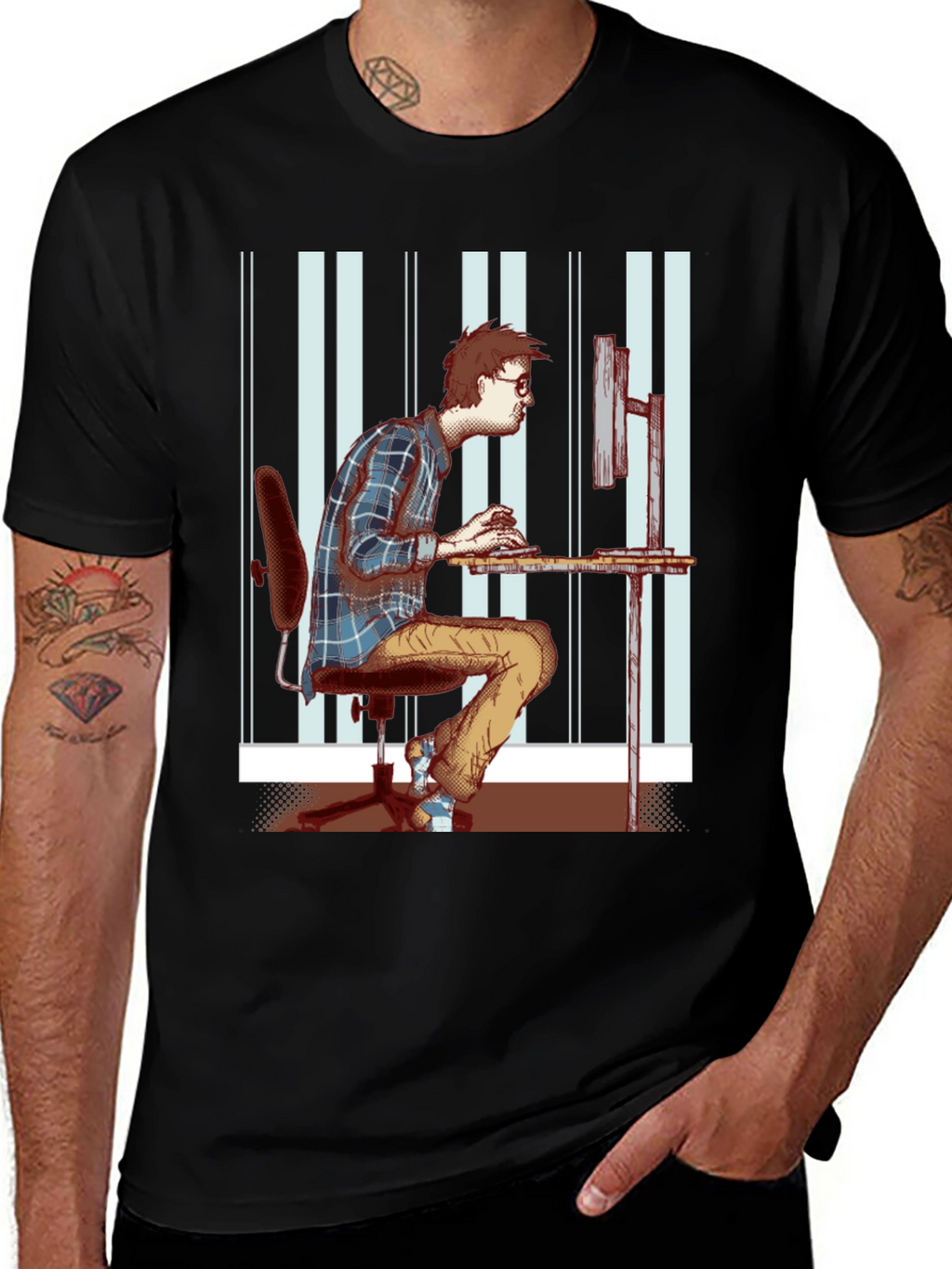 Black T-Shirt with Funny Programmer Graphic