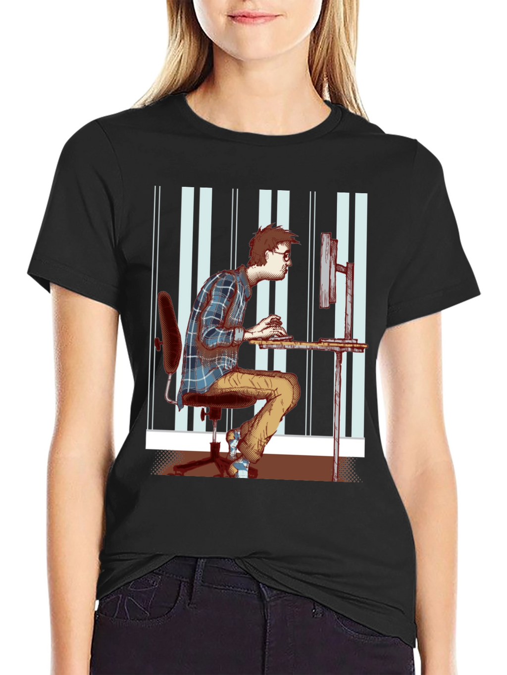 Black T-Shirt with Funny Programmer Graphic