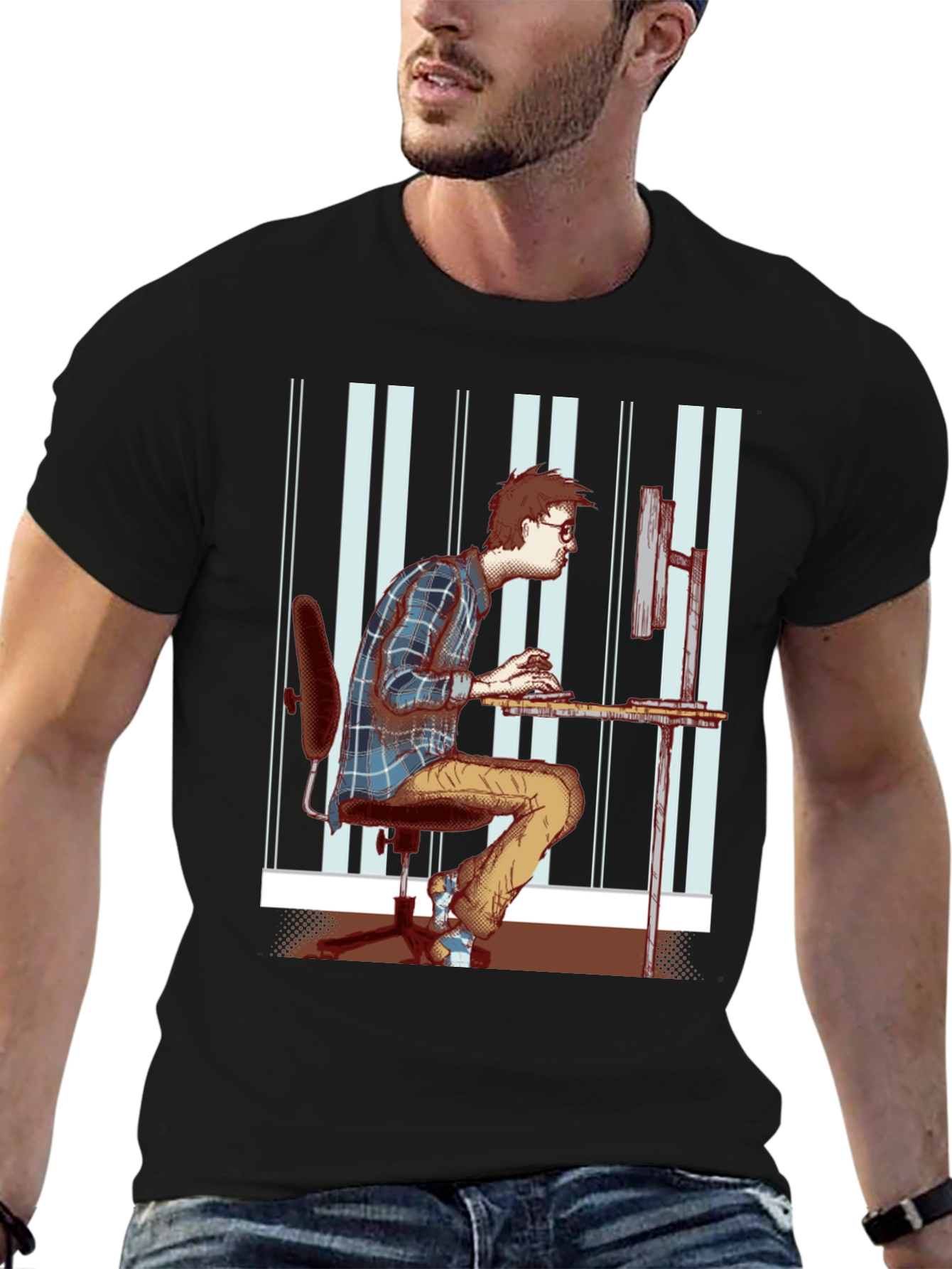 Black T-Shirt with Funny Programmer Graphic
