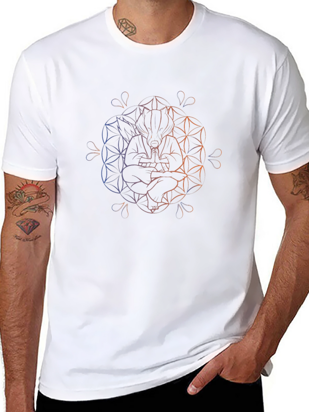 Zen Badger Mandala Graphic Black Tee