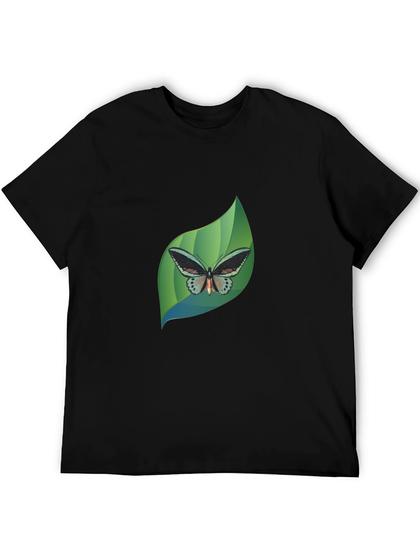 Butterfly Leaf Graphic Black T-Shirt