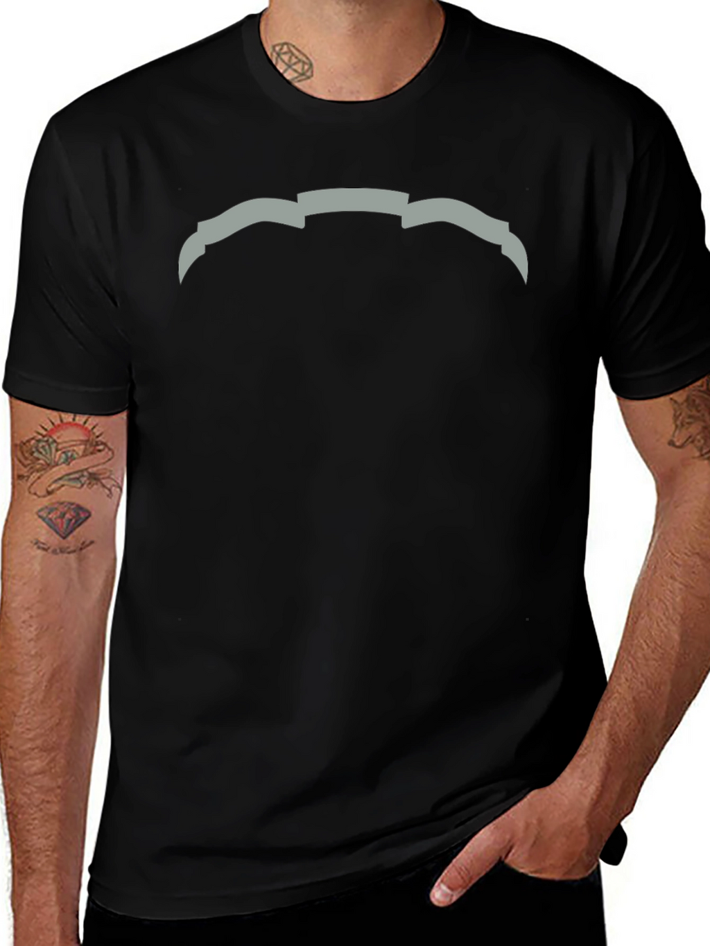 Modern Graphic Tee - Abstract Design Black Cotton Casual