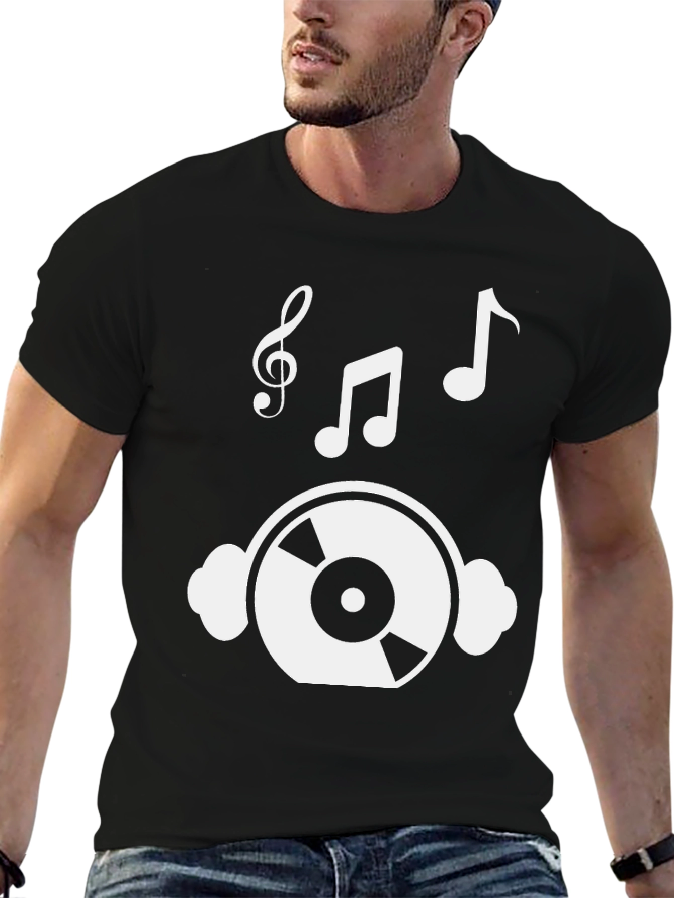 Musical T-Shirt: Headphones & Notes