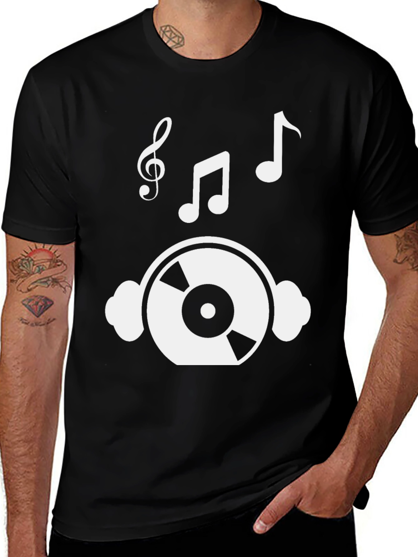 Musical T-Shirt: Headphones & Notes