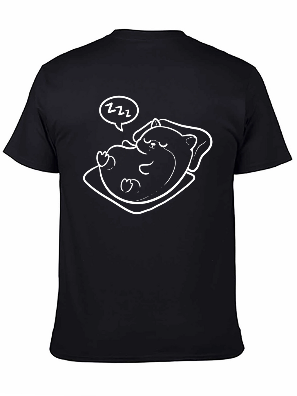 Cute Sleeping Hamster Graphic Tee - Black