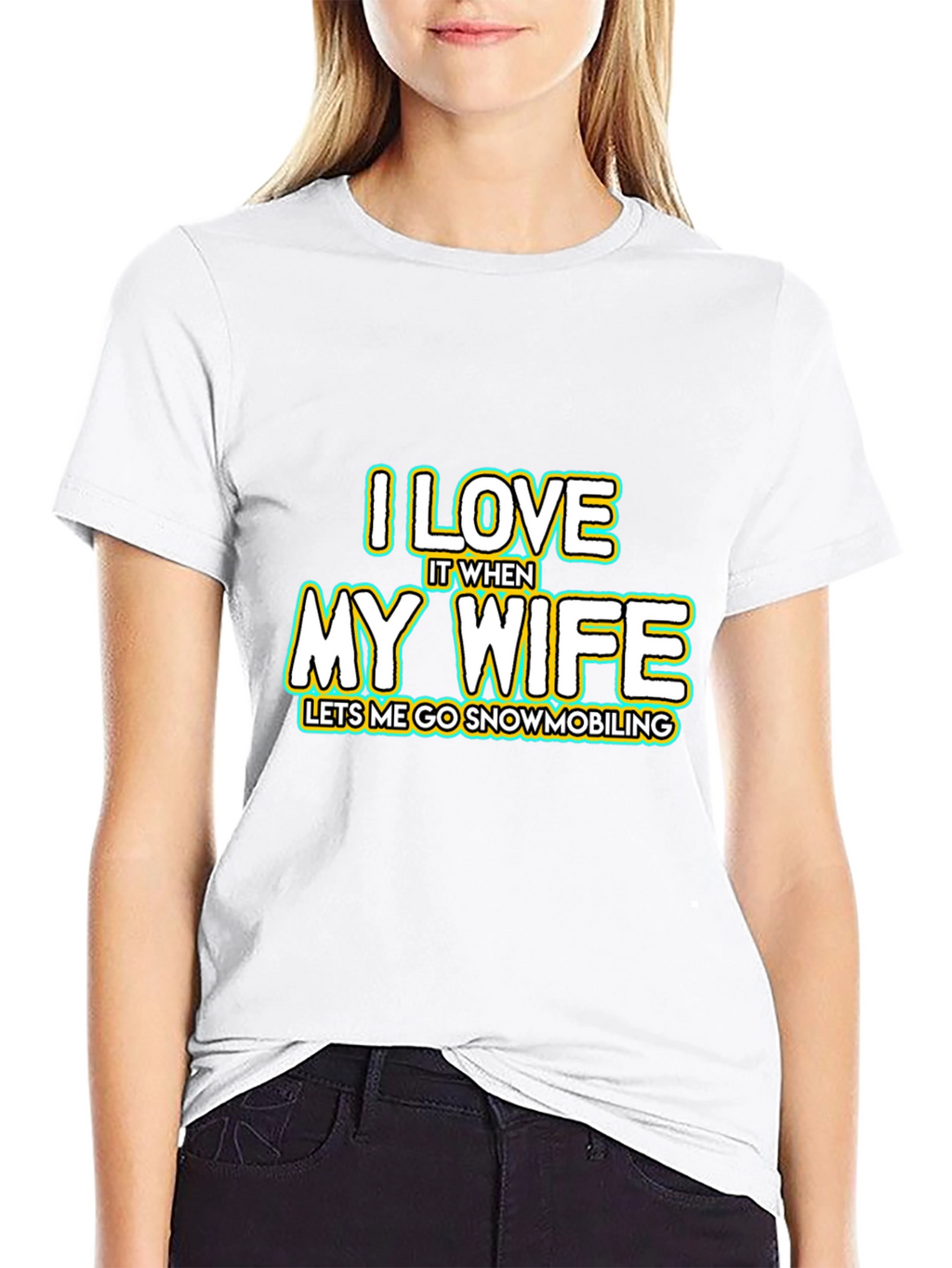 I Love My Wife Snowmobiling Black T-Shirt