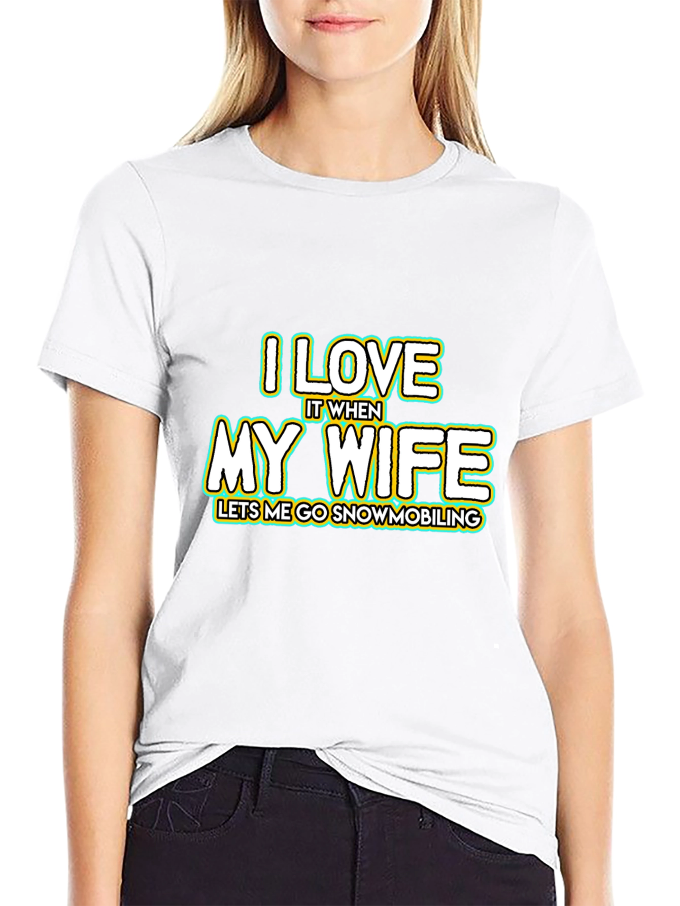 I Love My Wife Snowmobiling Black T-Shirt