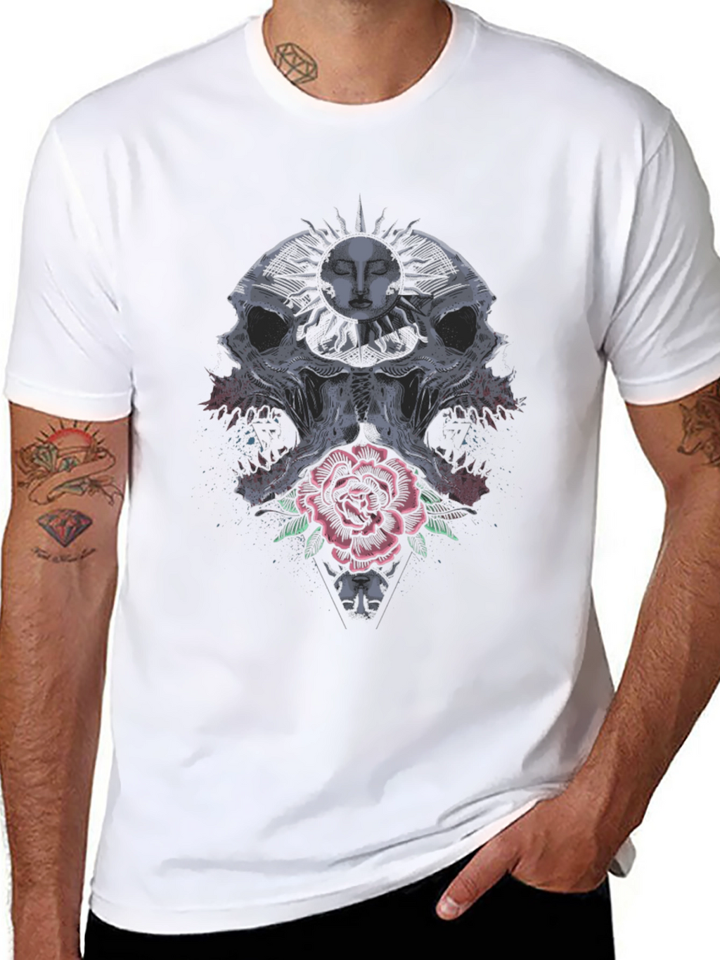 Skull & Rose Graphic Tee - Edgy Style