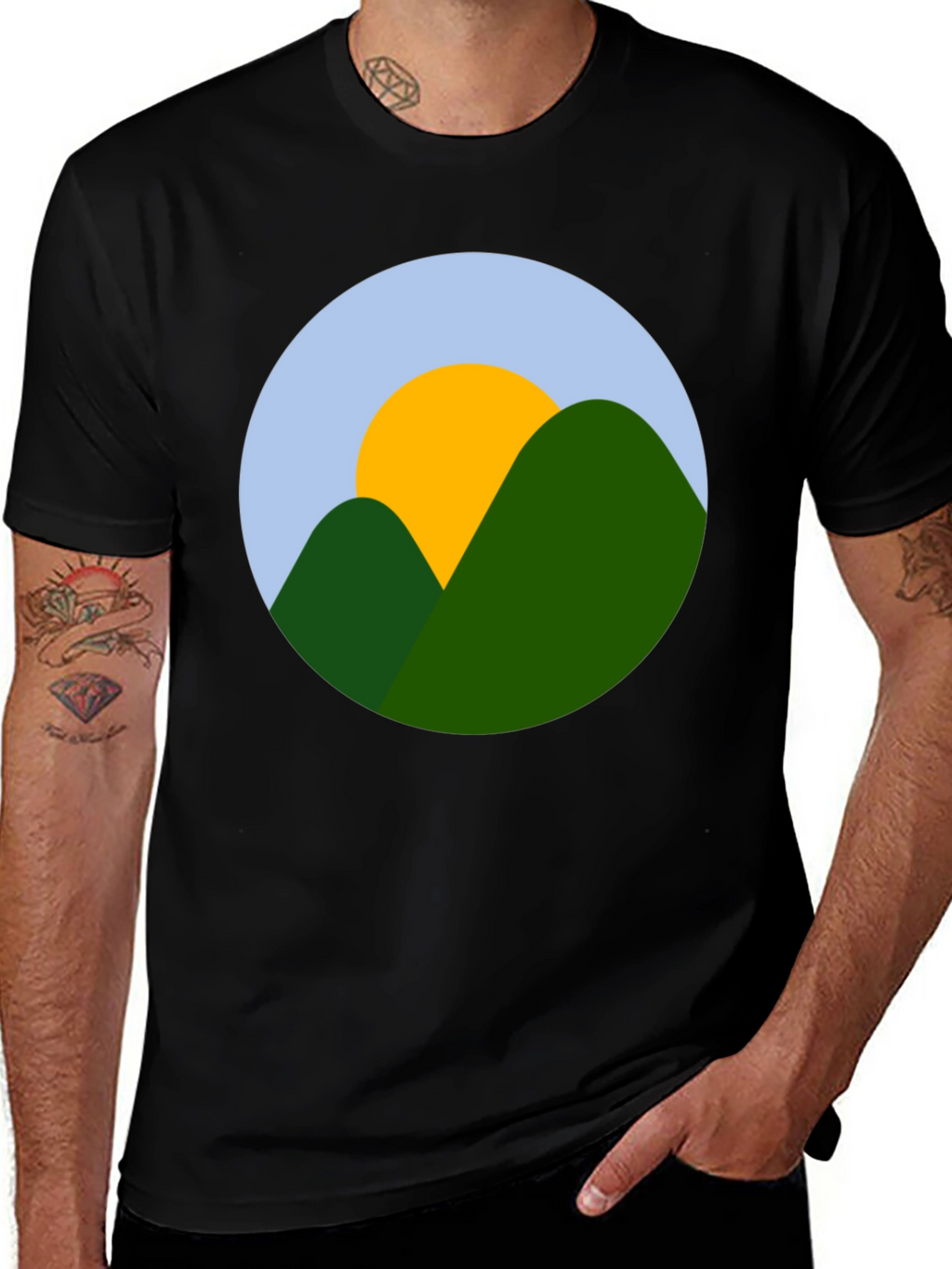 Mountain Sun Graphic Black T-Shirt