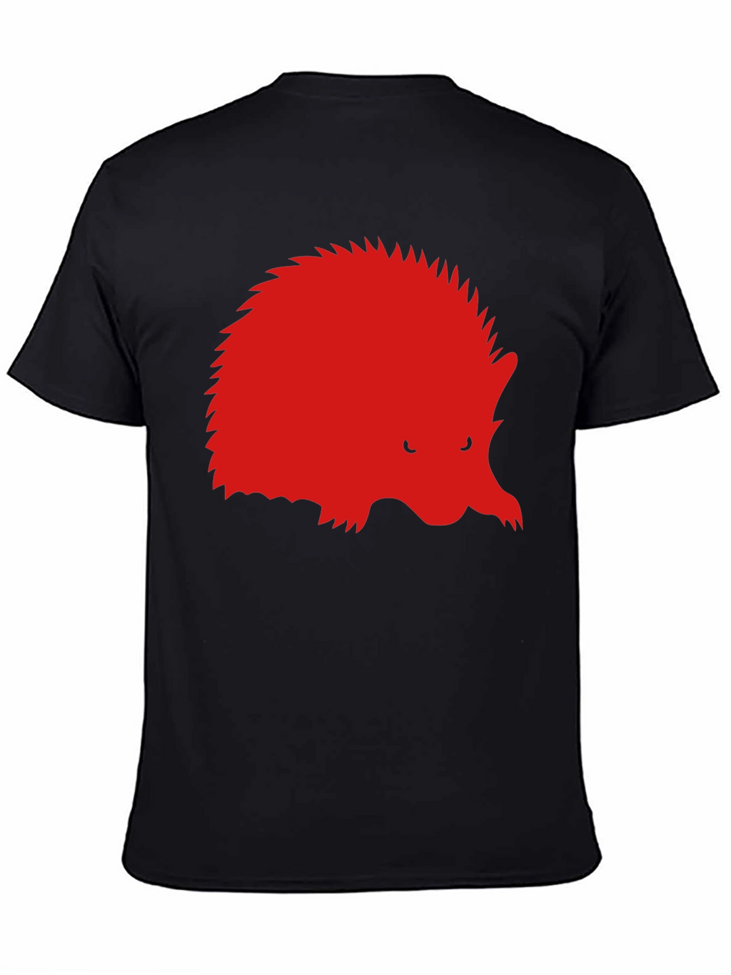 Red Hedgehog Graphic Black T-Shirt