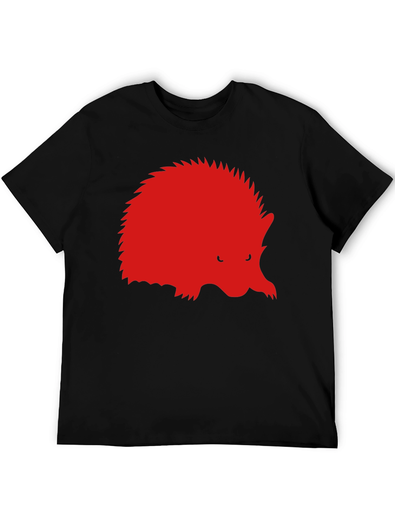 Red Hedgehog Graphic Black T-Shirt