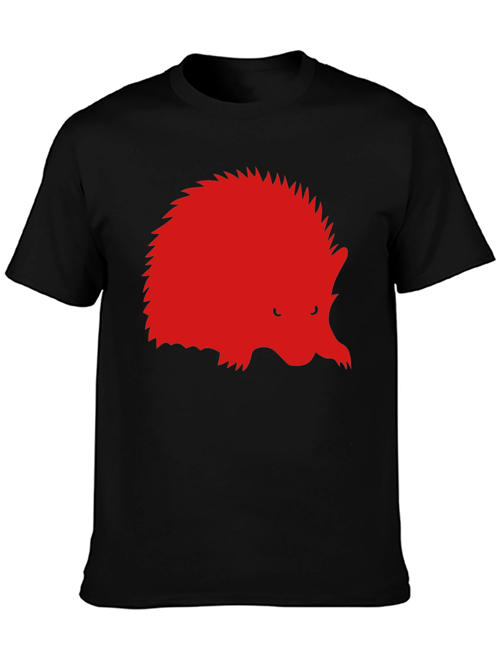 Red Hedgehog Graphic Black T-Shirt