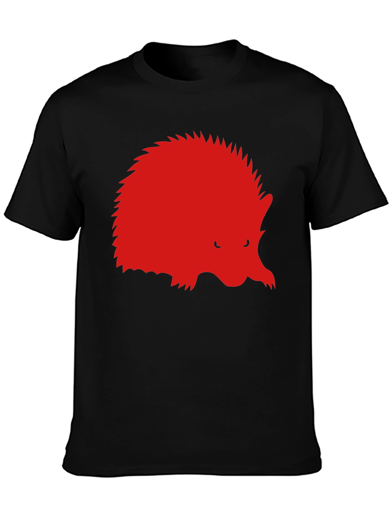 Red Hedgehog Graphic Black T-Shirt