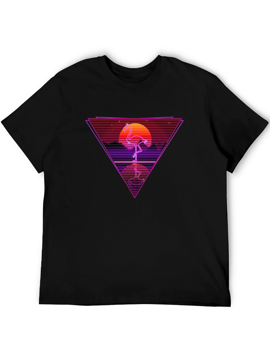 Retro Flamingo T-Shirt - Synthwave Design