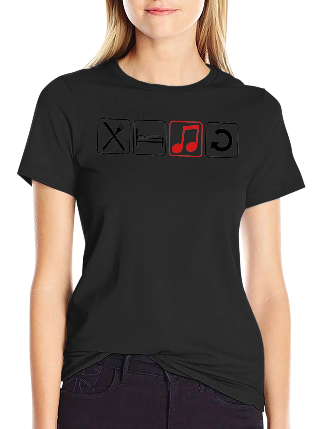 Eat Sleep Music Repeat Black T-Shirt