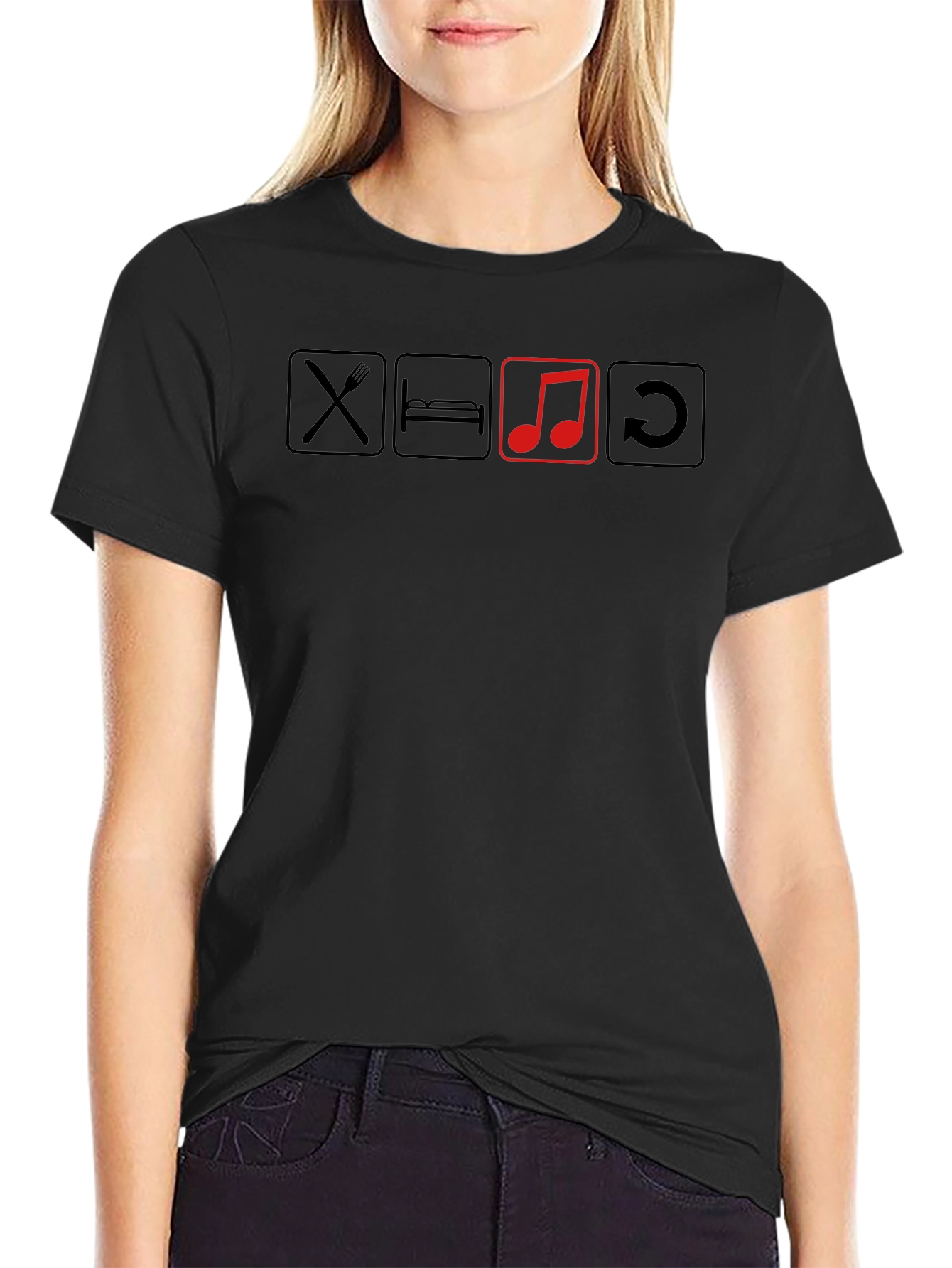 Eat Sleep Music Repeat Black T-Shirt