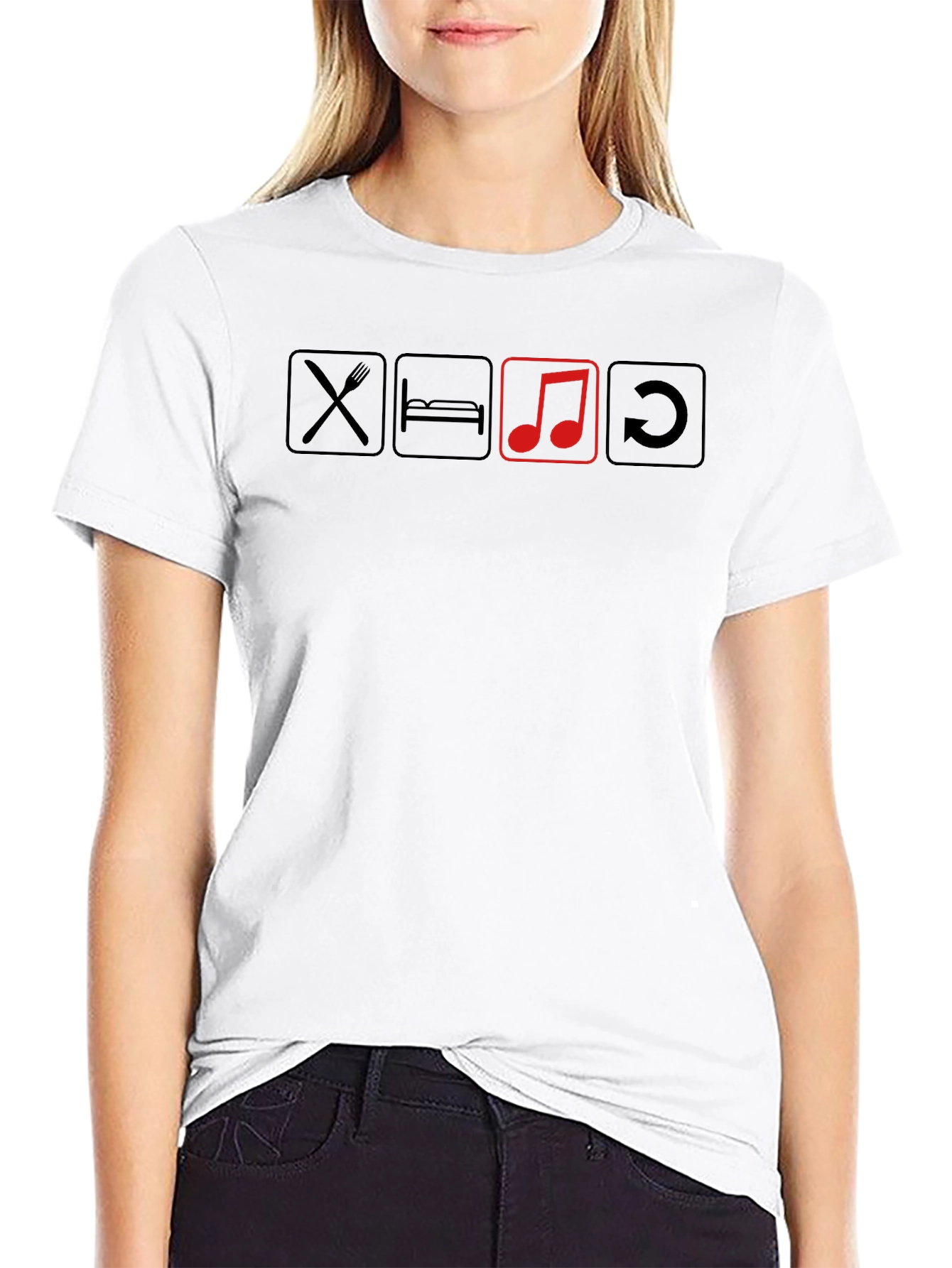 Eat Sleep Music Repeat Black T-Shirt
