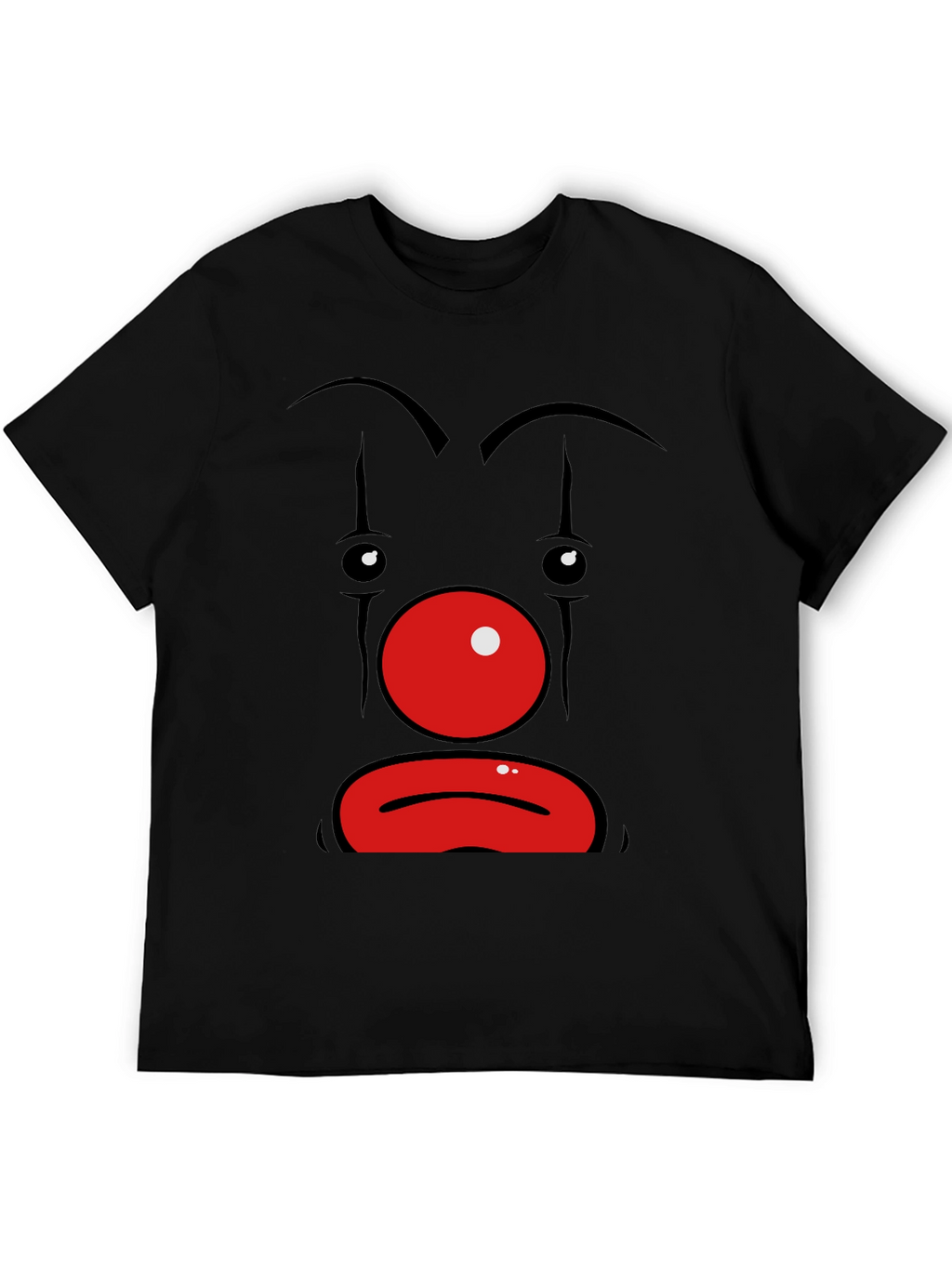 Sad Clown Face Graphic Black T-Shirt