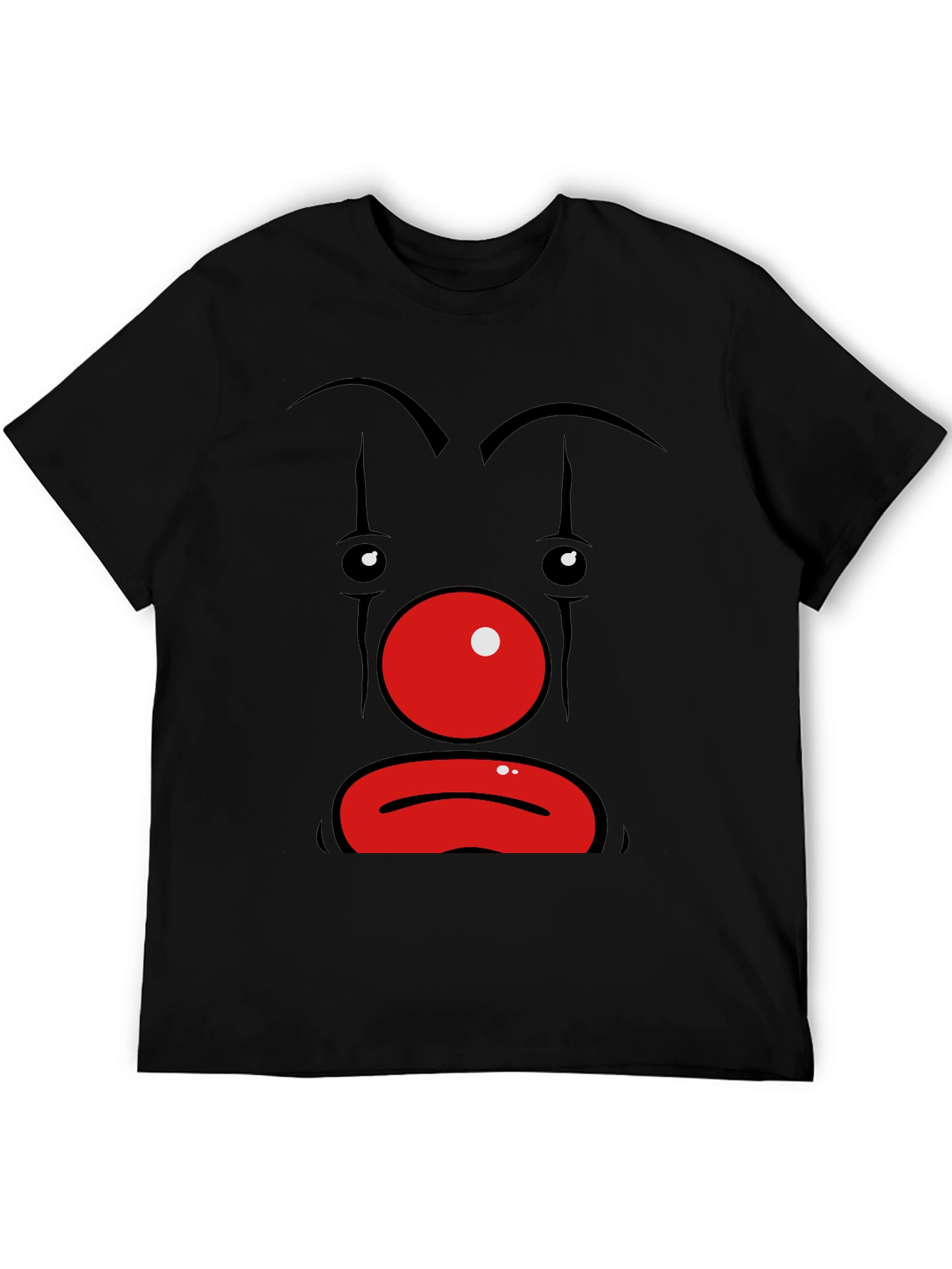 Sad Clown Face Graphic Black T-Shirt