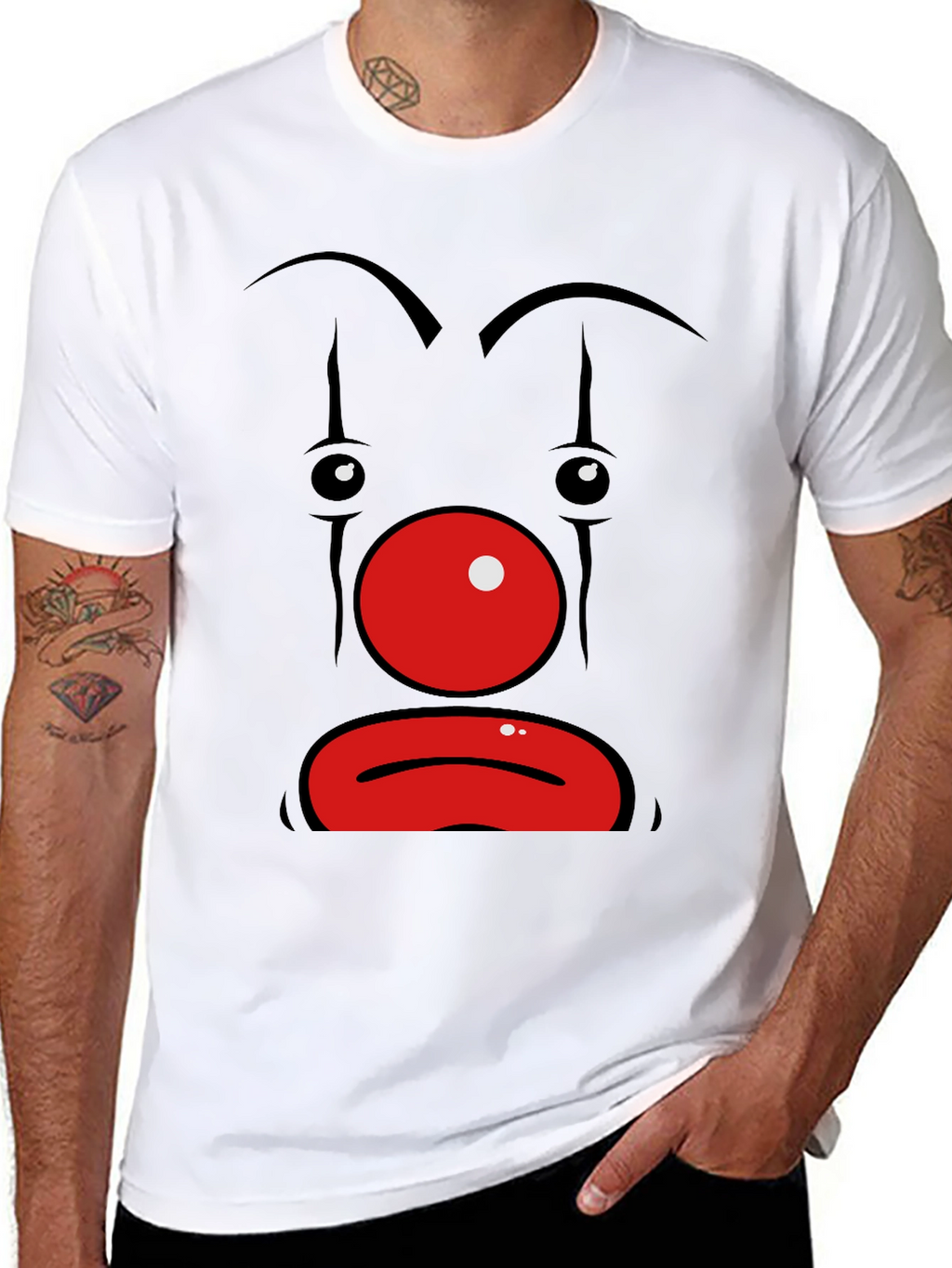 Sad Clown Face Graphic Black T-Shirt