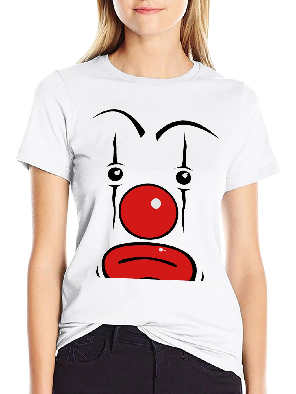 Sad Clown Face Graphic Black T-Shirt