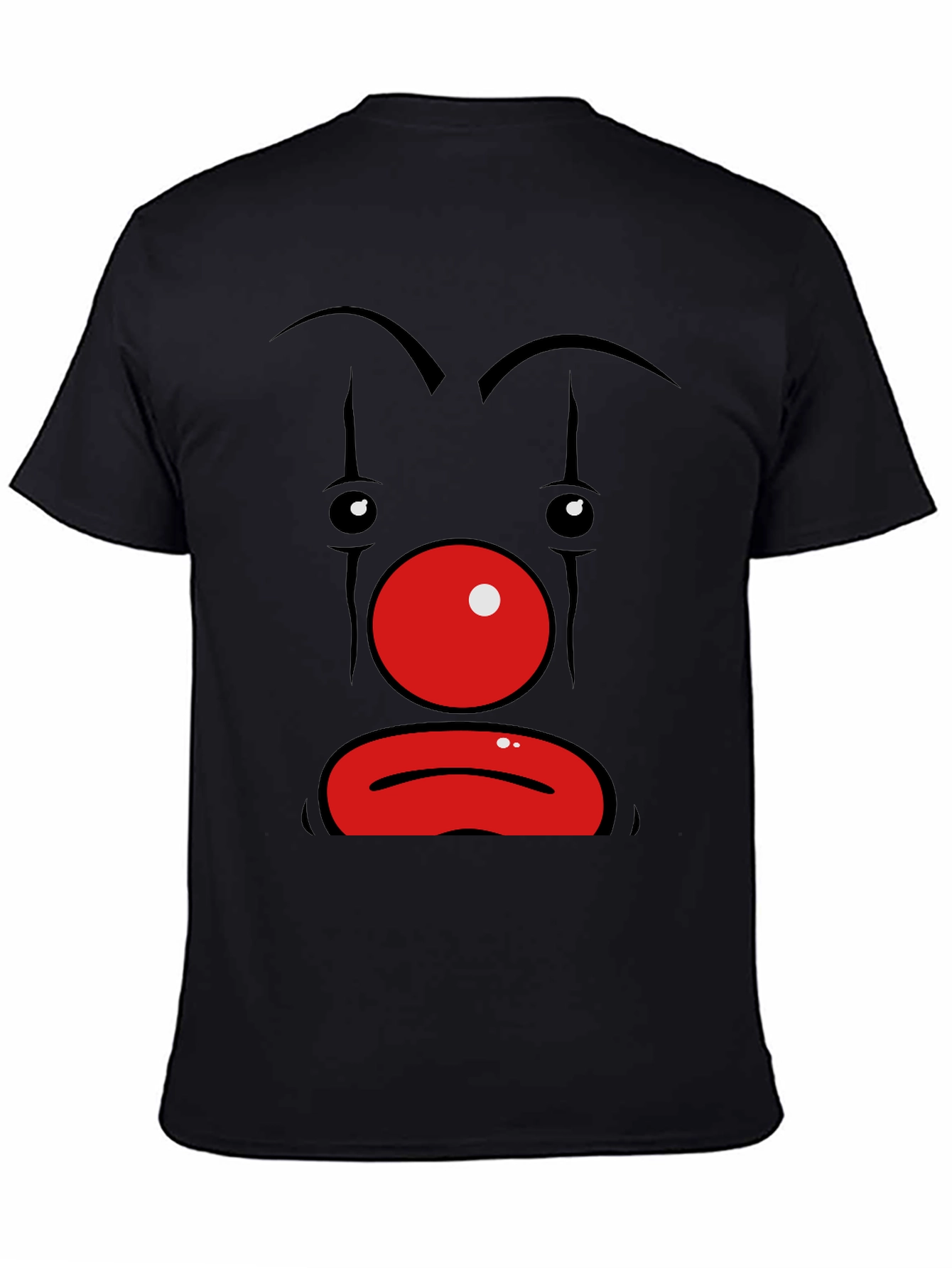 Sad Clown Face Graphic Black T-Shirt