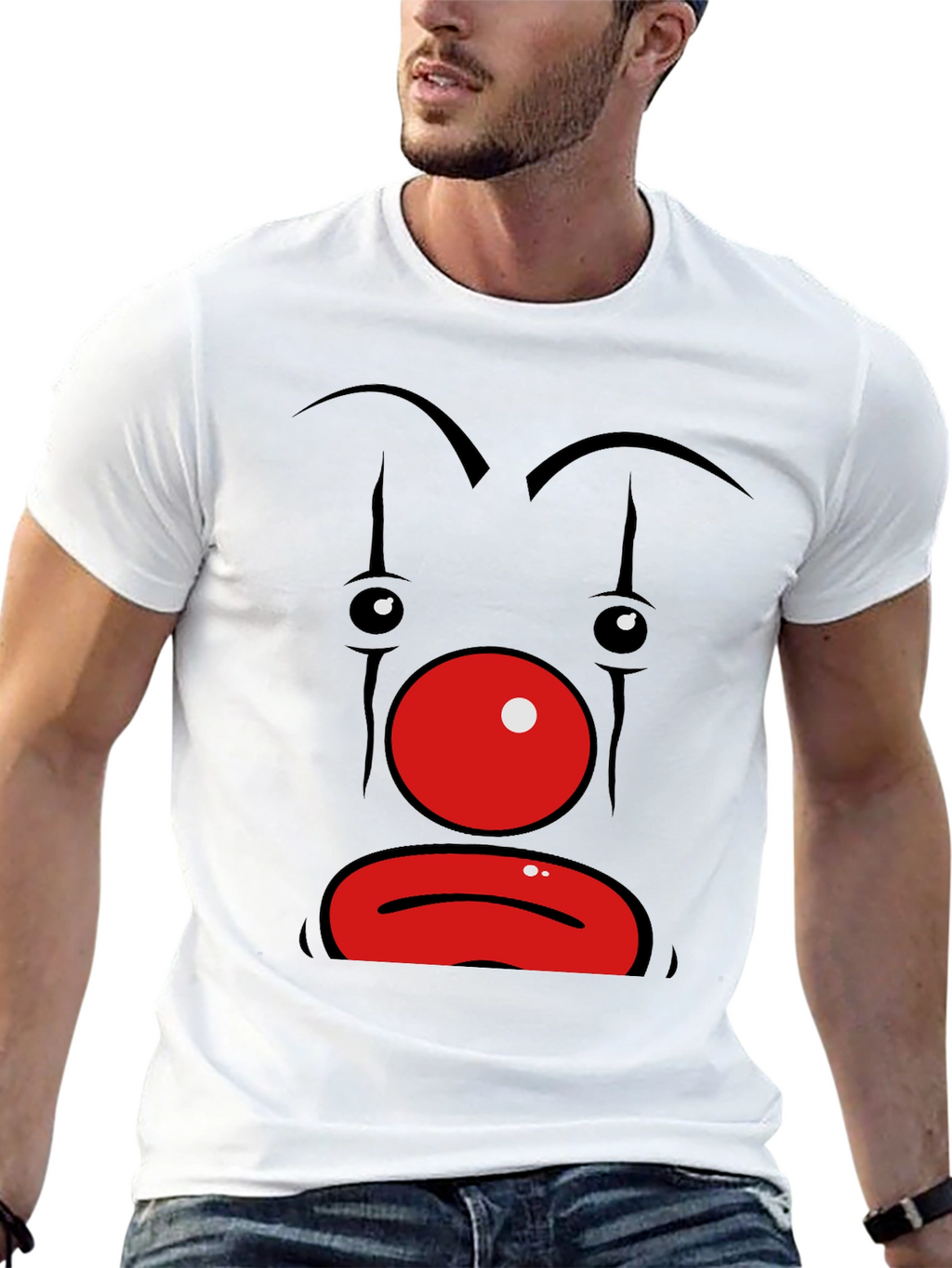 Sad Clown Face Graphic Black T-Shirt