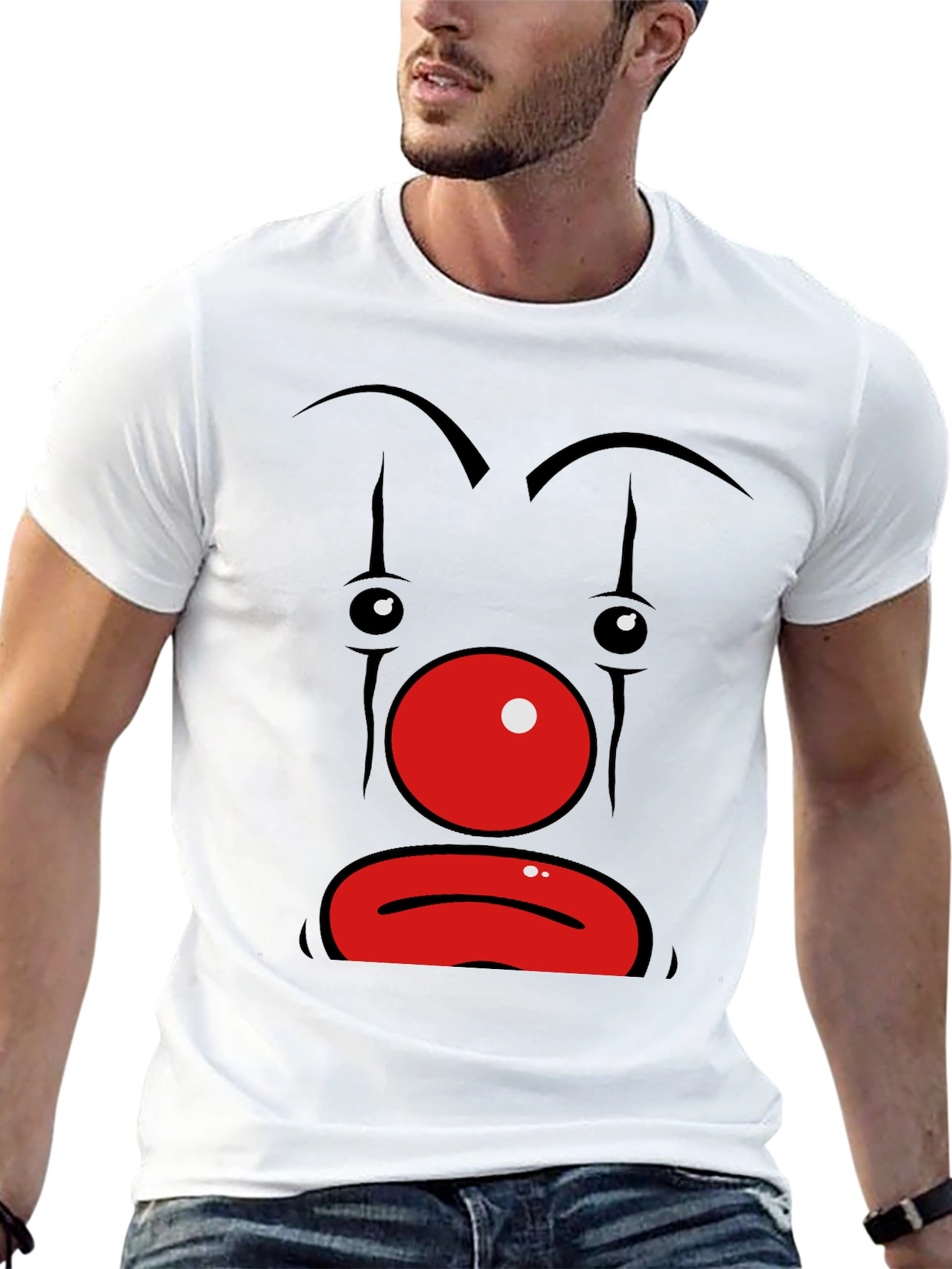 Sad Clown Face Graphic Black T-Shirt