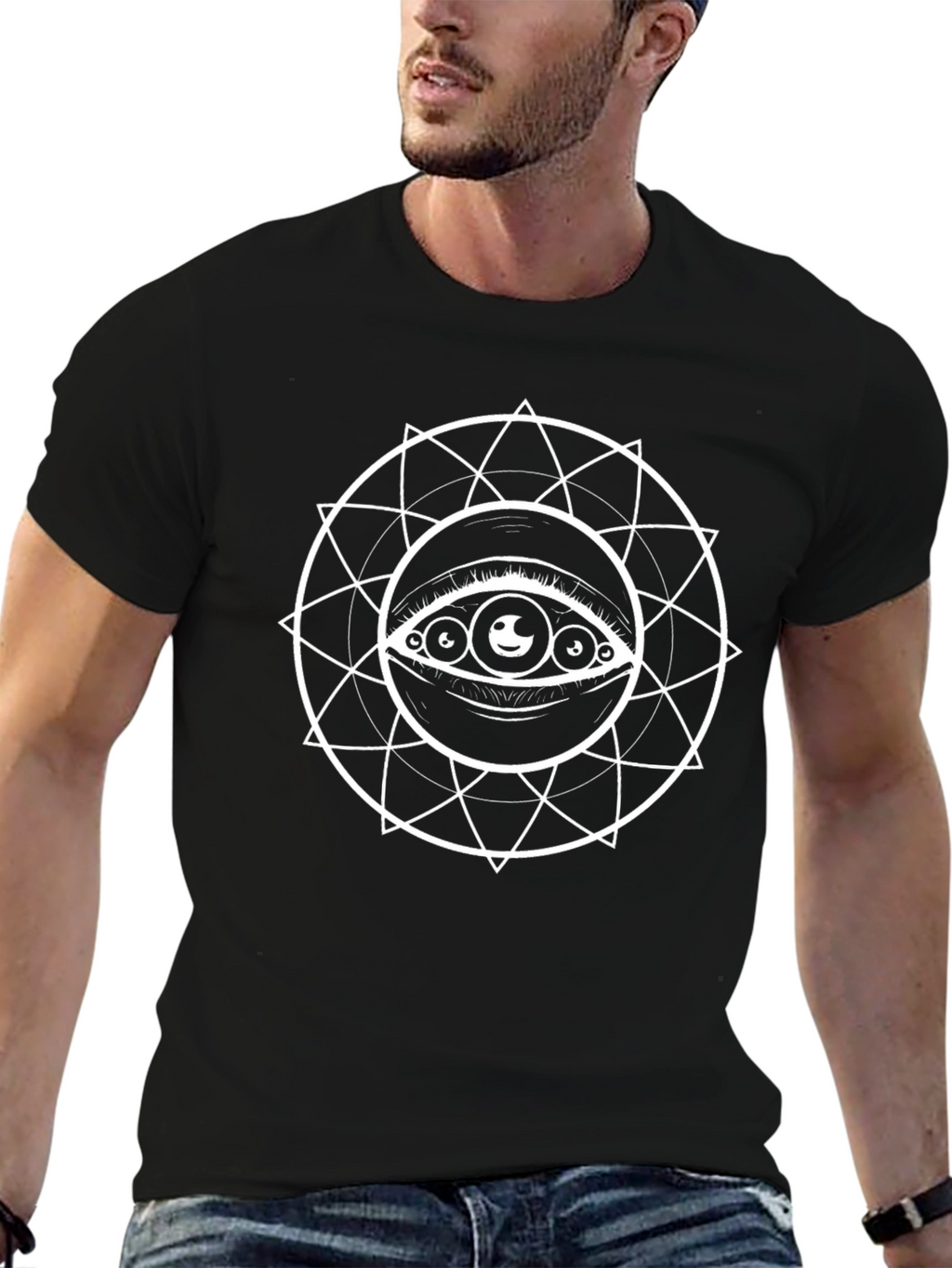 Mystic Eye Graphic Tee - Black Cotton Shirt
