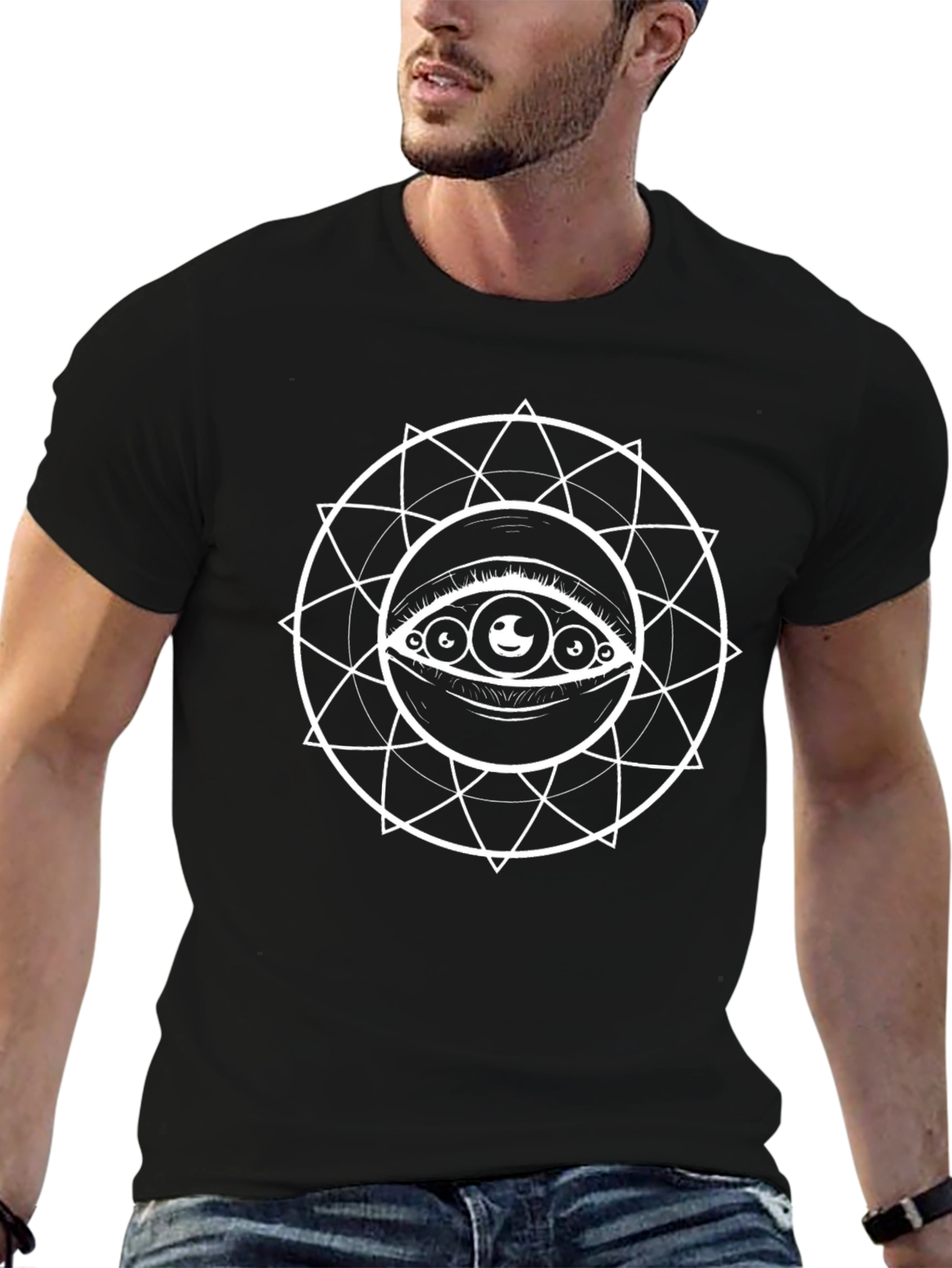Mystic Eye Graphic Tee - Black Cotton Shirt