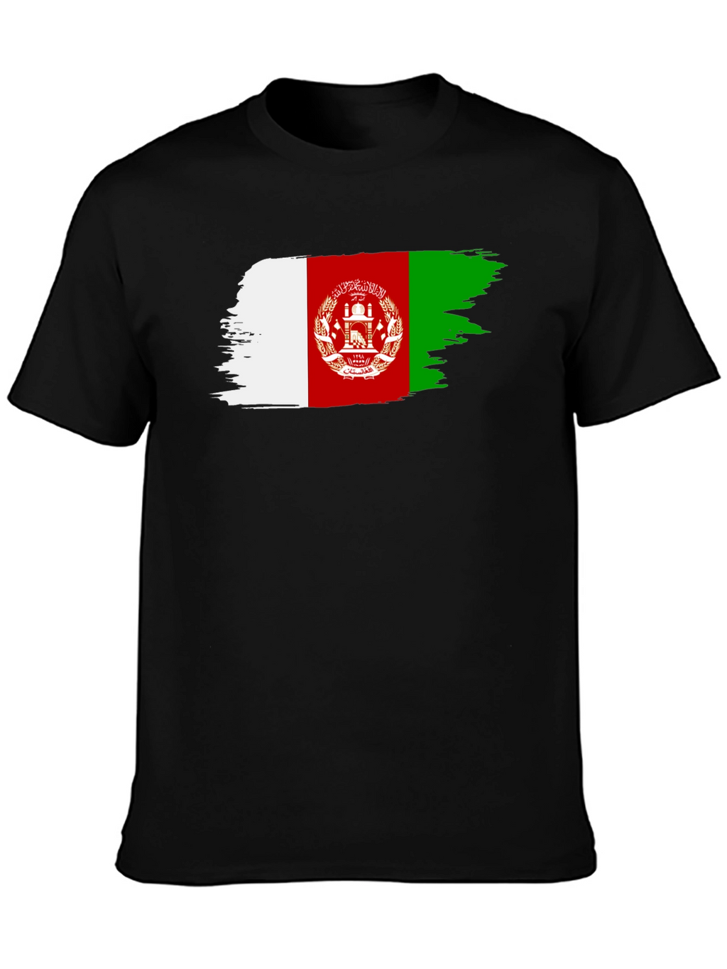 Afghanistan Flag Brush Stroke T-Shirt - Black