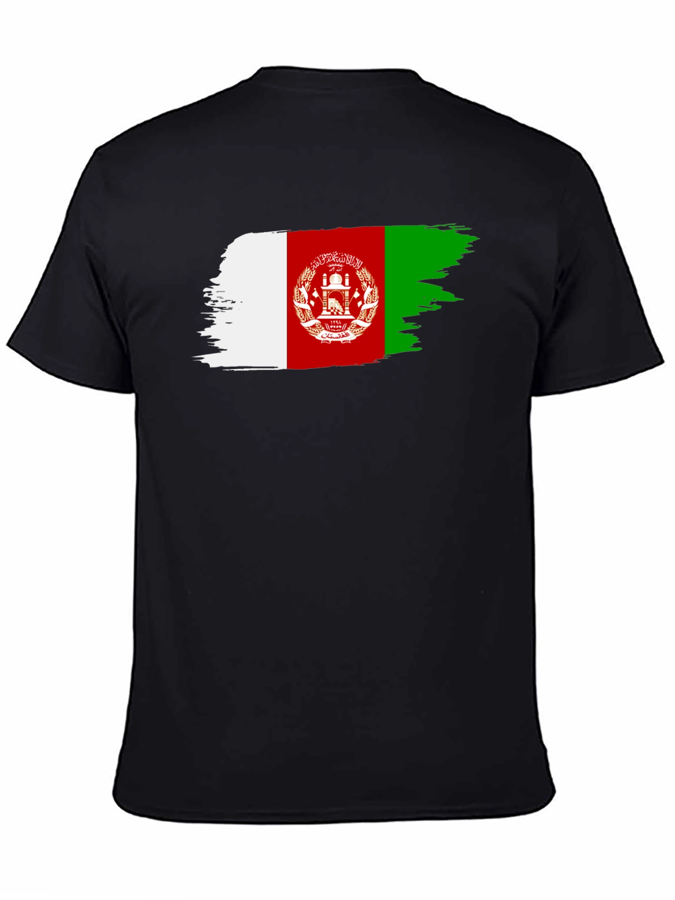Afghanistan Flag Brush Stroke T-Shirt - Black
