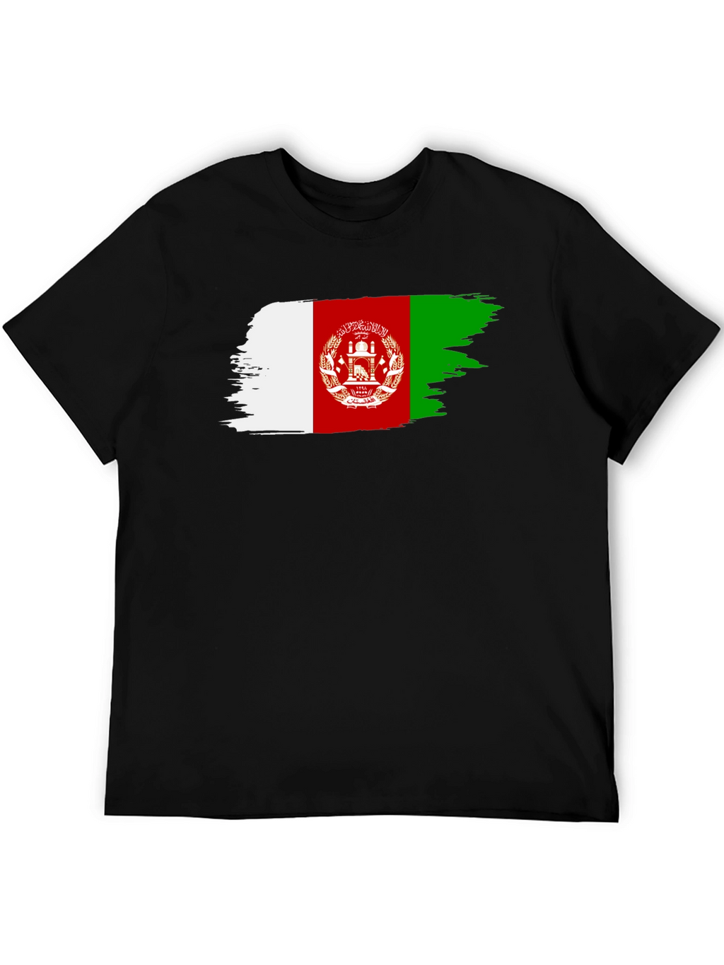 Afghanistan Flag Brush Stroke T-Shirt - Black