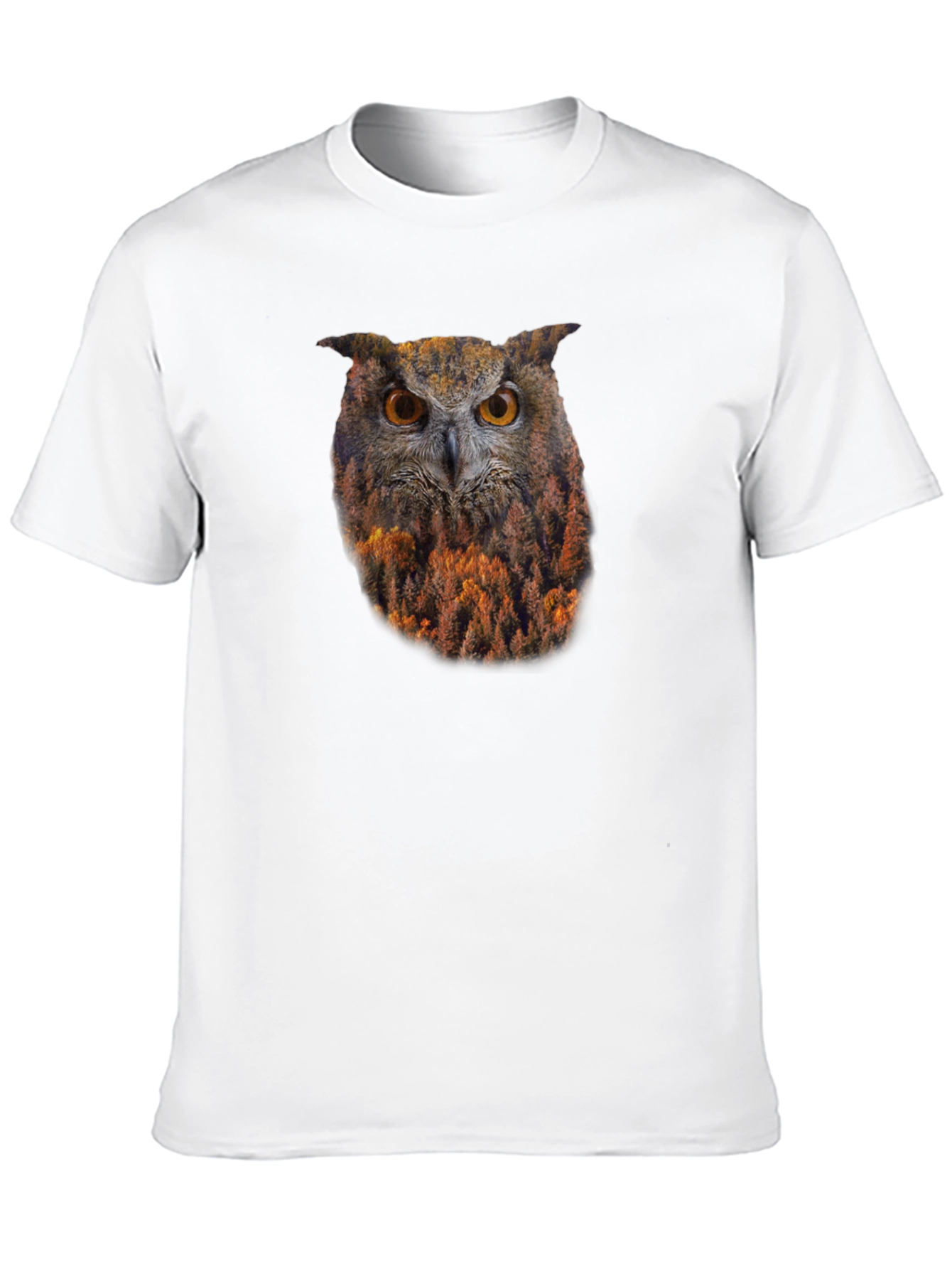 Owl Forest Graphic Print Black T-Shirt
