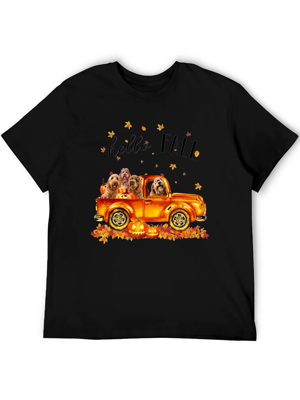Hello Fall Dogs in Truck T-Shirt