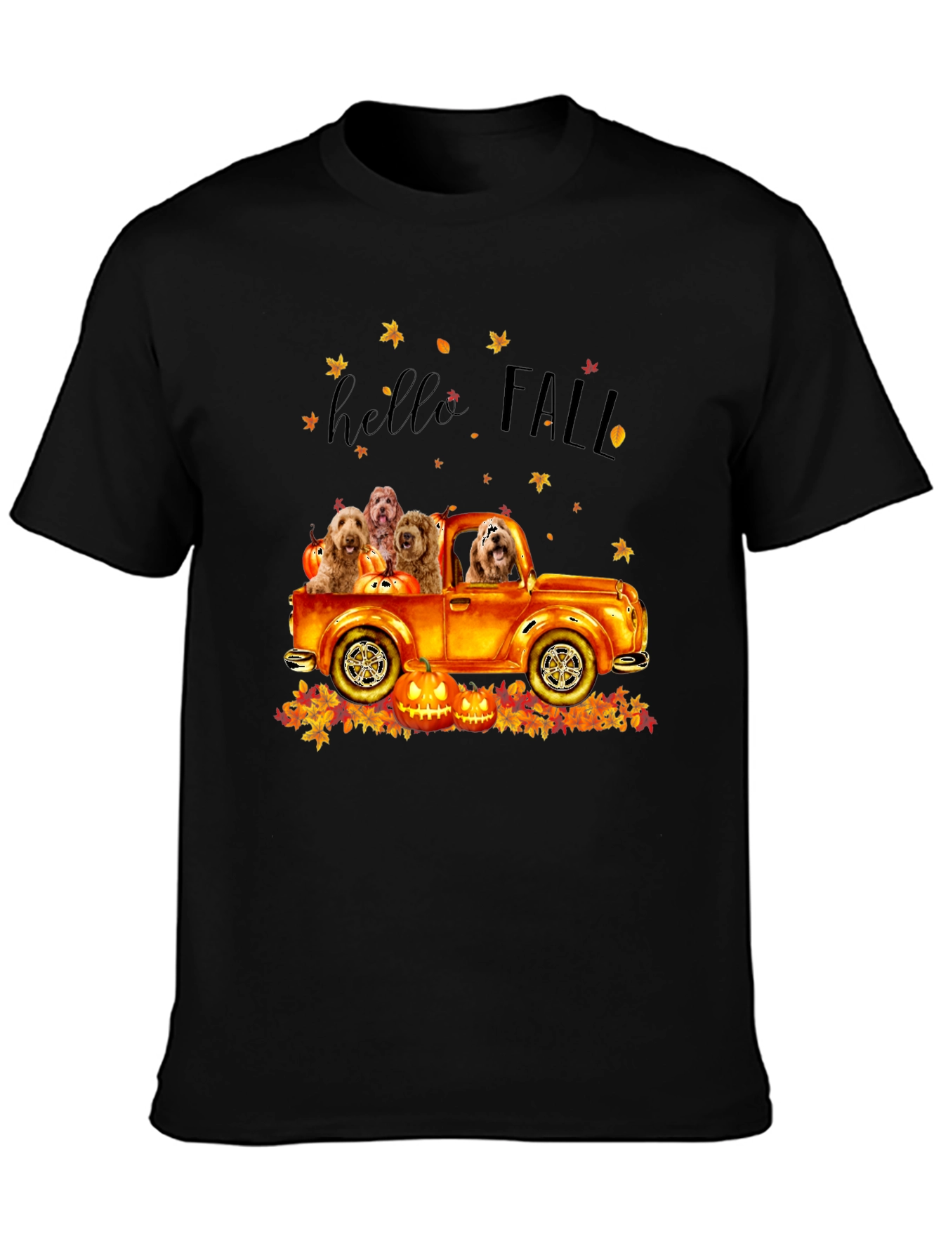 Hello Fall Dogs in Truck T-Shirt