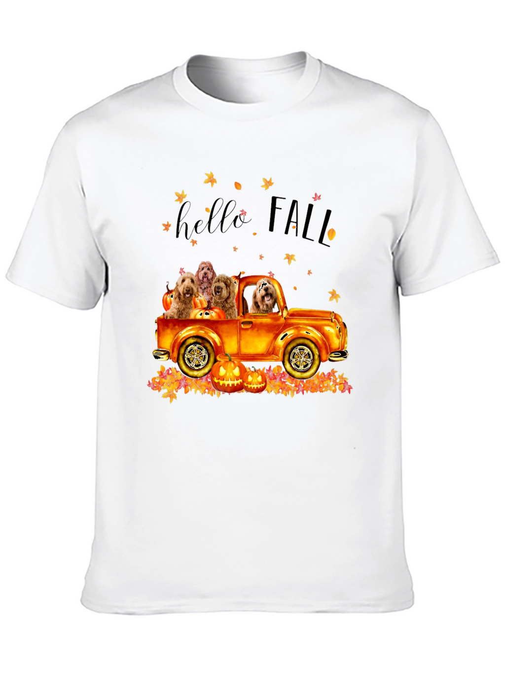 Hello Fall Dogs in Truck T-Shirt