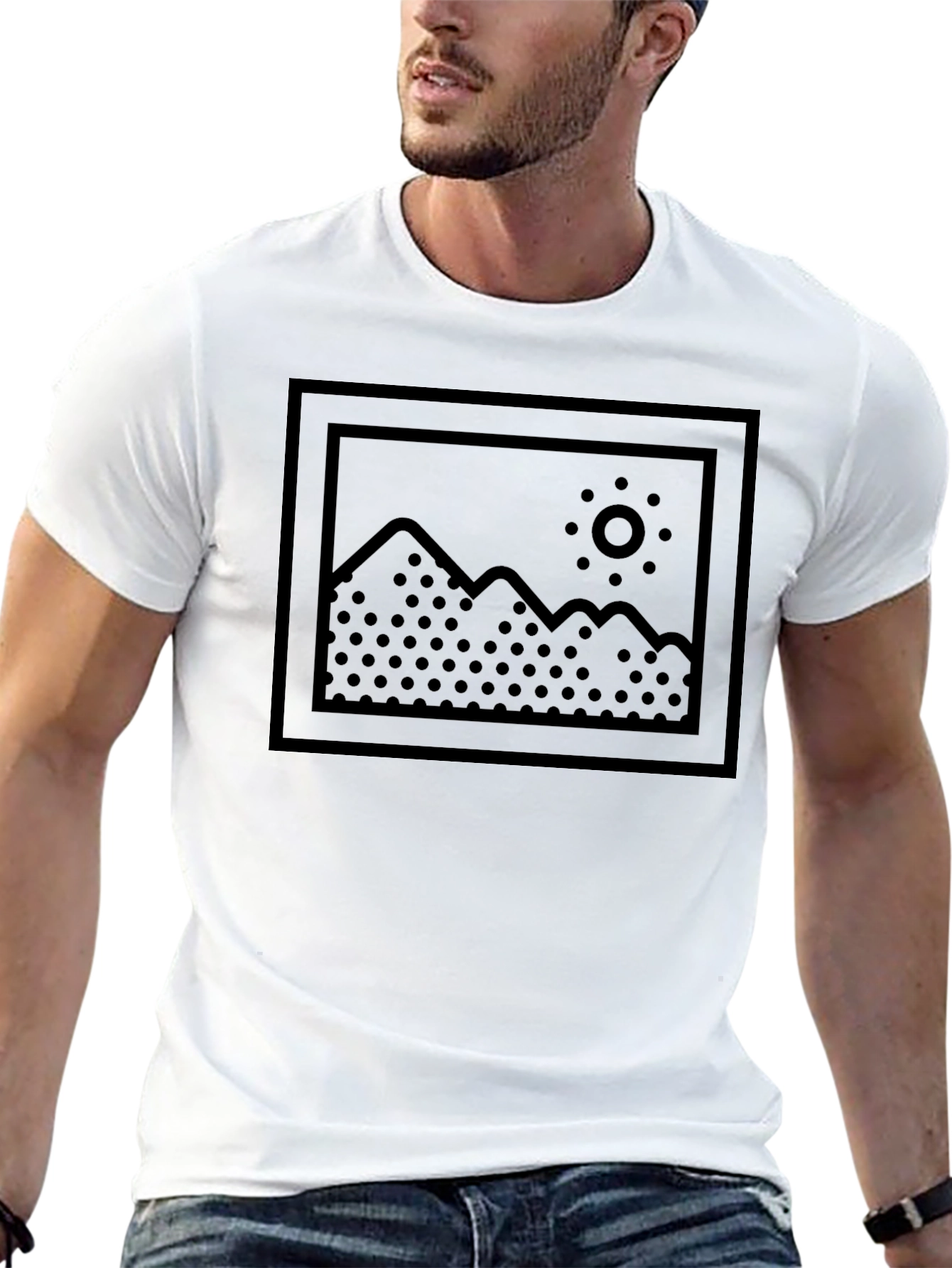 Mens Black Graphic T-Shirt - Mountain Scene
